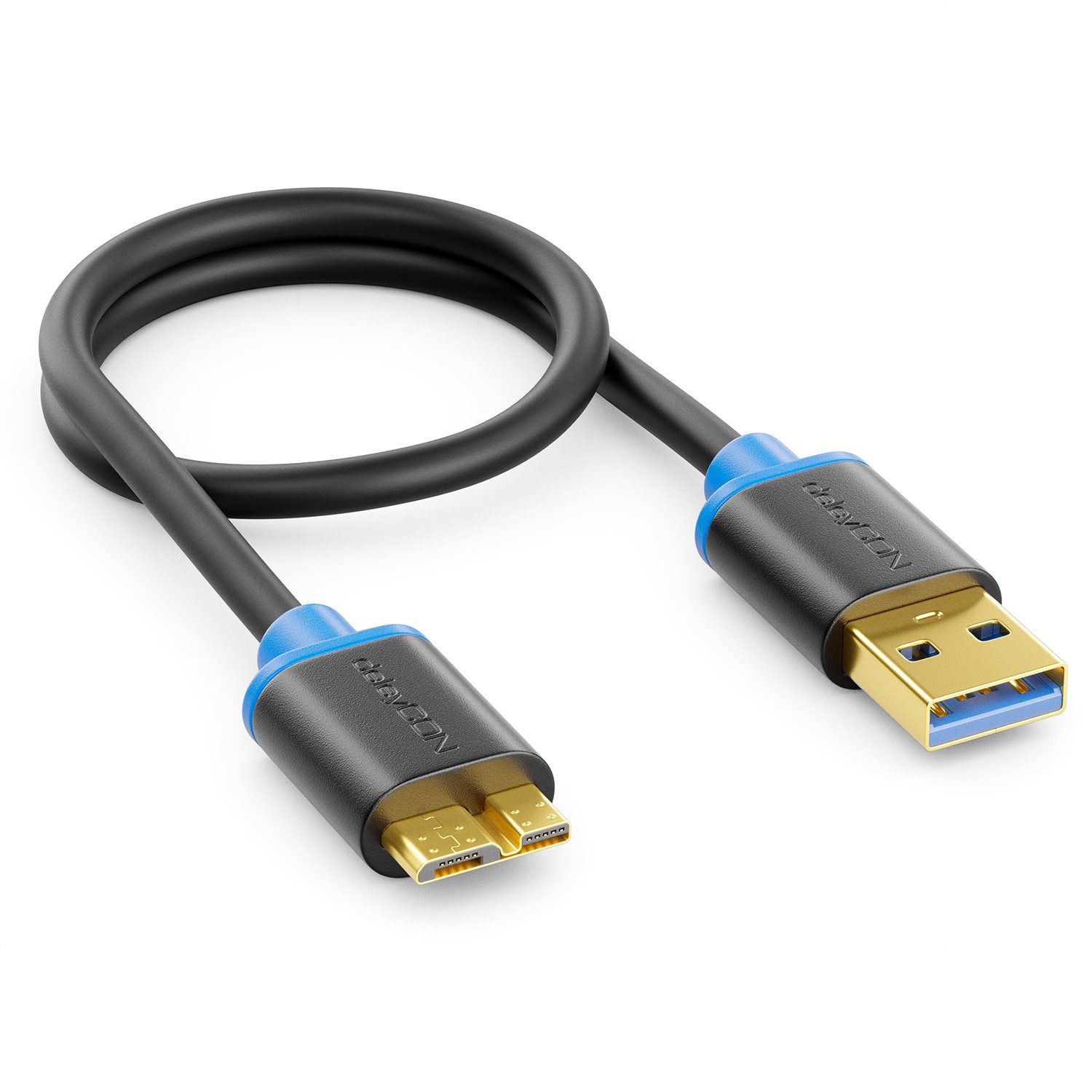 deleyCON deleyCON 0,30m Micro USB 3.0 Datenkabel USB A-Stecker zu Micro USB-Kabel
