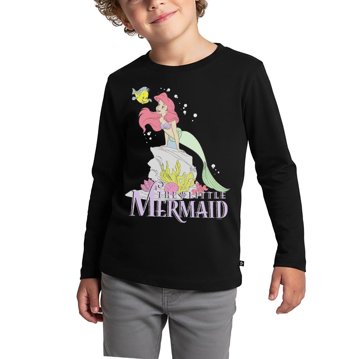 Spreadshirt T-Shirt Arielle Die Kleine Meerjungfrau Auf Felsvorsprung Kinder Premium Langa (1-tlg)