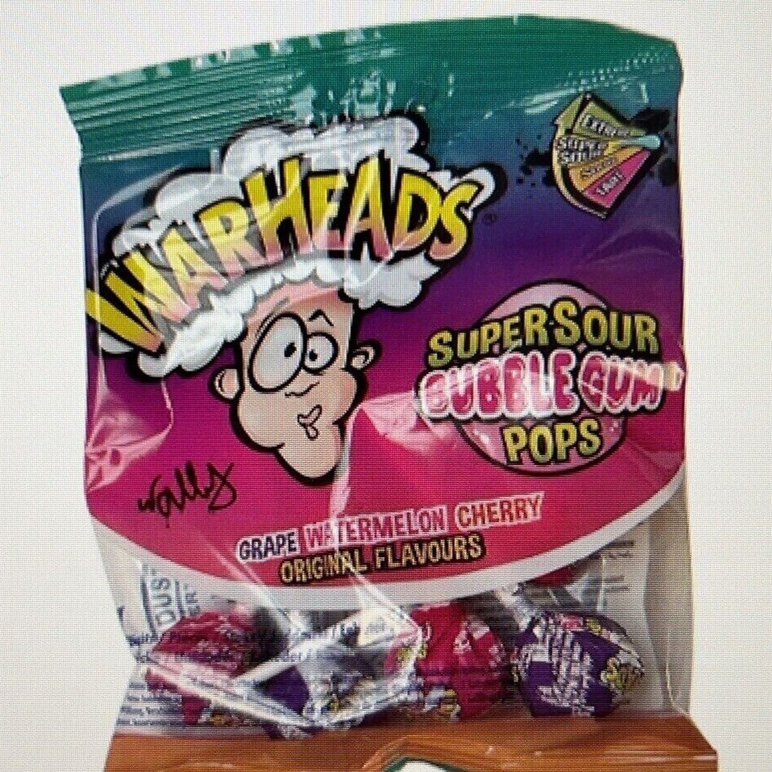 Warheads Süßigkeit, 1 x 100 g, Warheads Super Sour Bubble Gum Pops