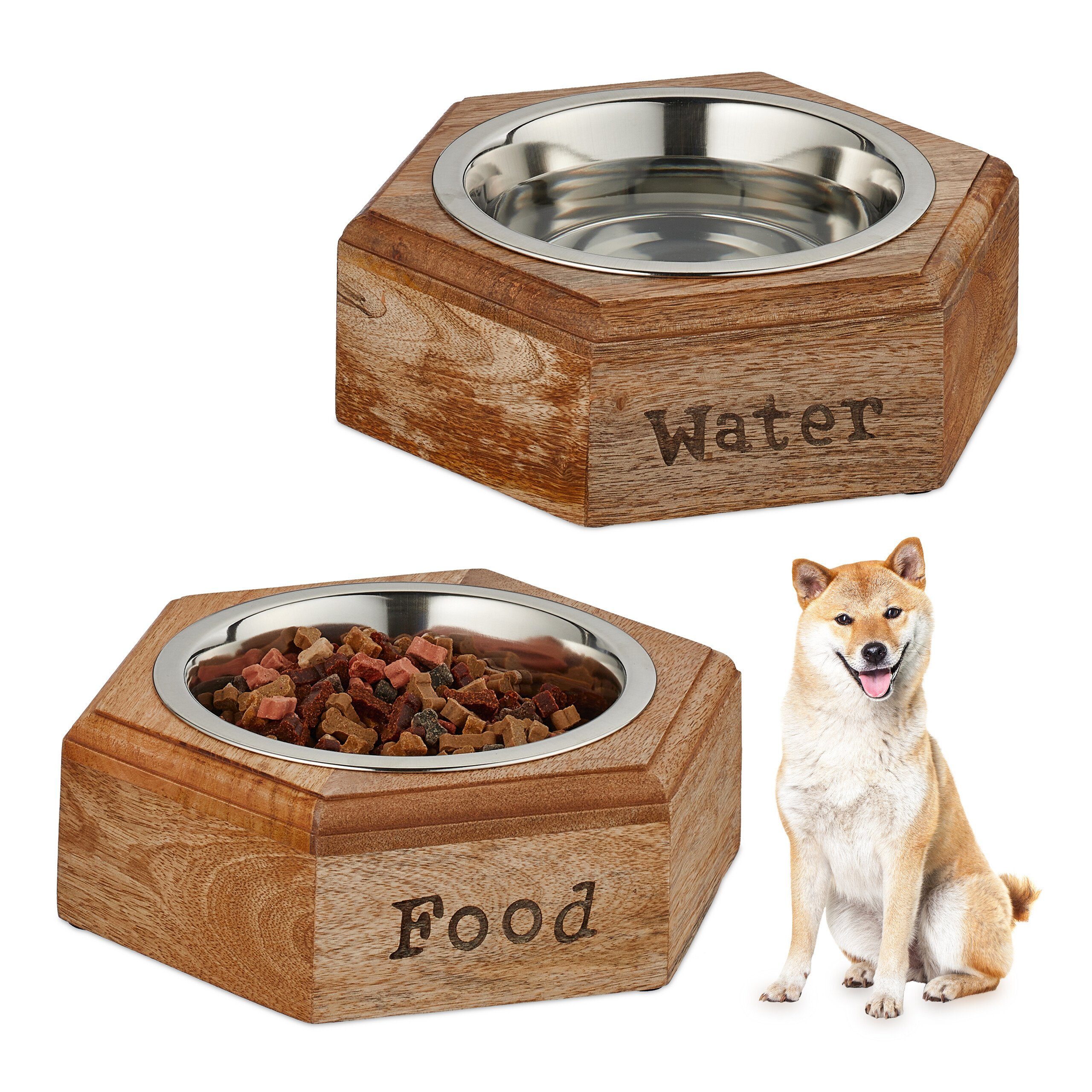 Napf-Set Hunde Napfset mit Holzhalterung