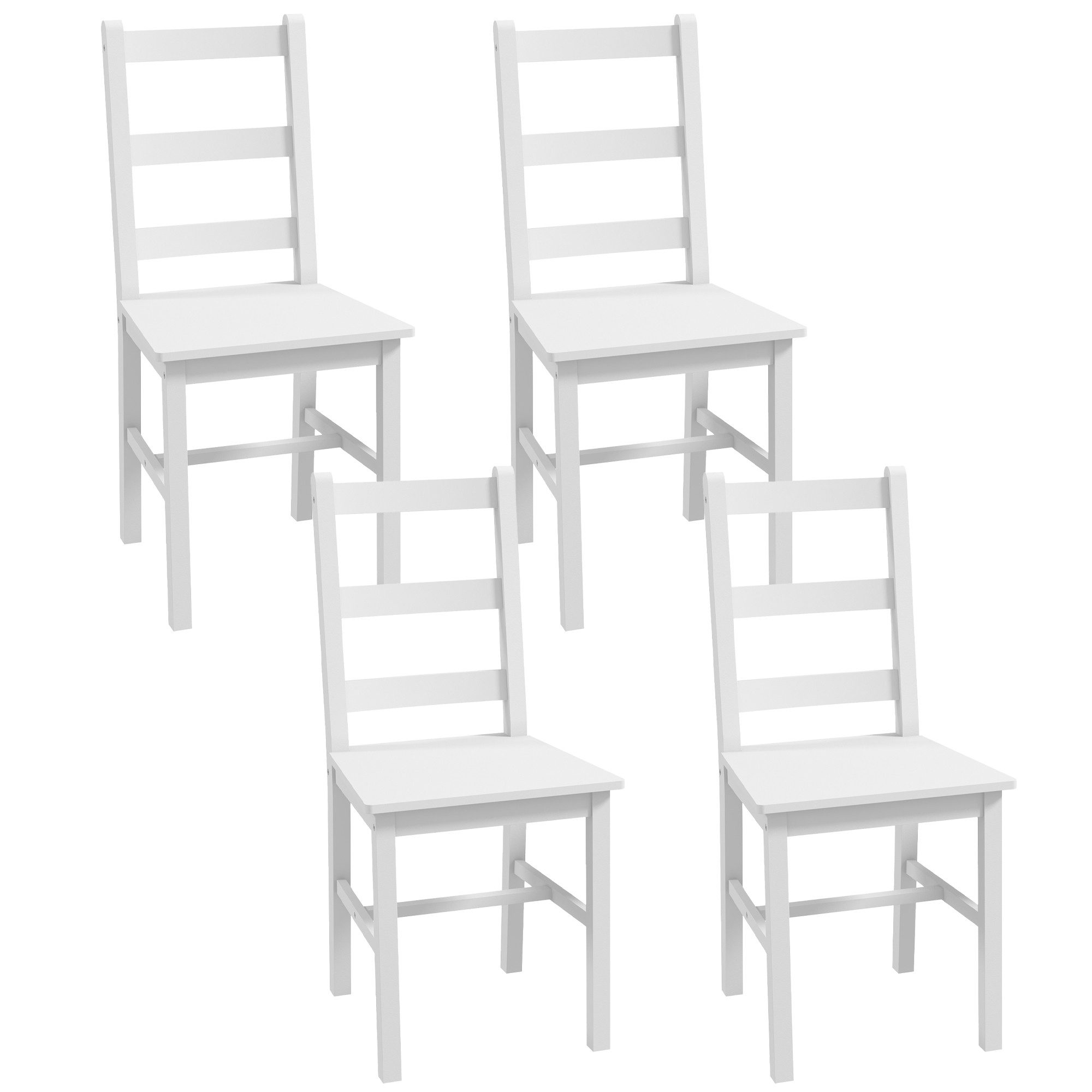 HOMCOM Esszimmerstuhl Esszimmerstühle (4er Set Esszimmerstühle, 4 St), Wohnzimmerstuhl für Esstisch, Weiß – Bild 2 von 5