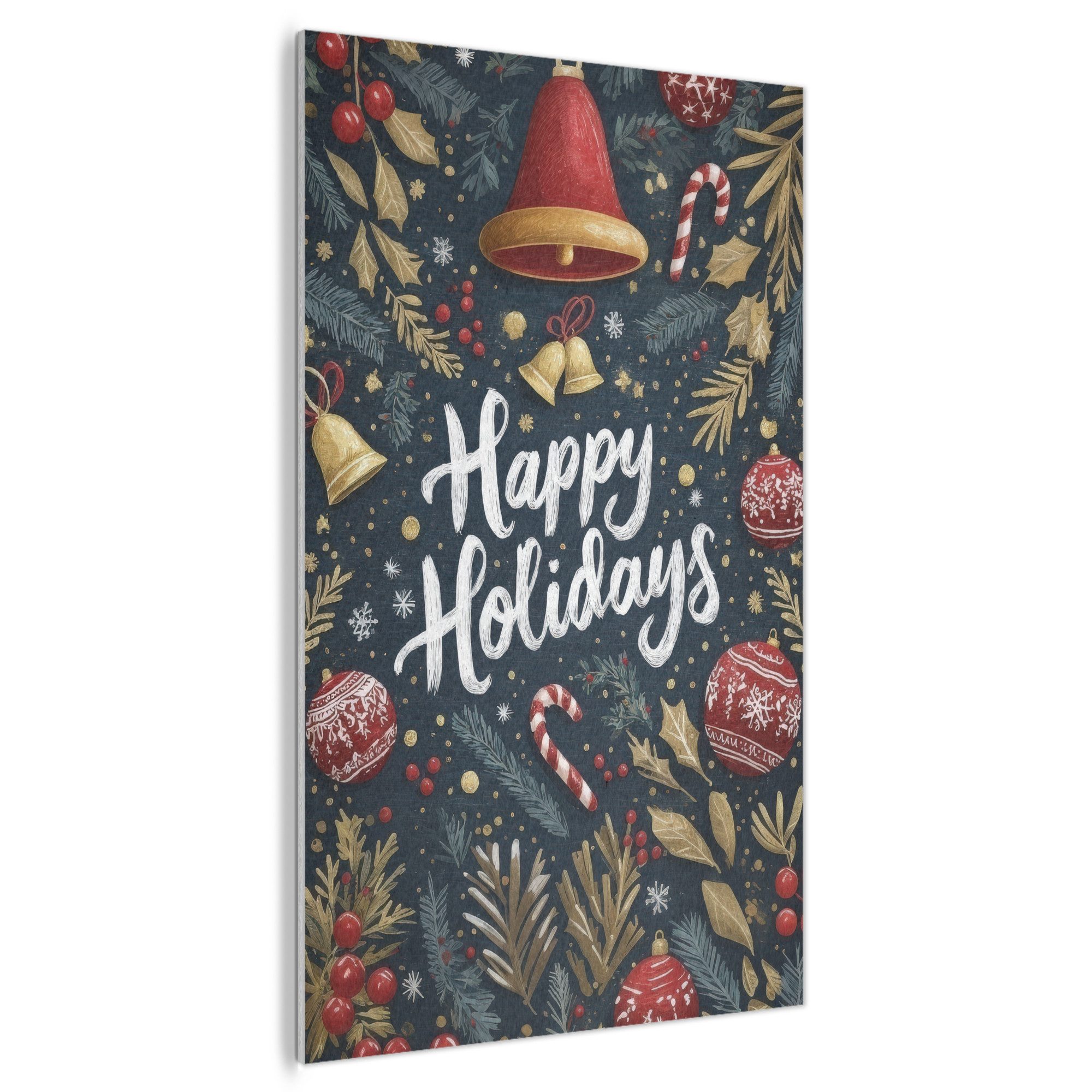 MuchoWow Gemälde Festlich - Weihnachtsgruß - Farbenfroh, Fotodruck (1 St), Akustikbilder PET-Filz, Wandpaneele, Akustikpaneele 100x150 cm