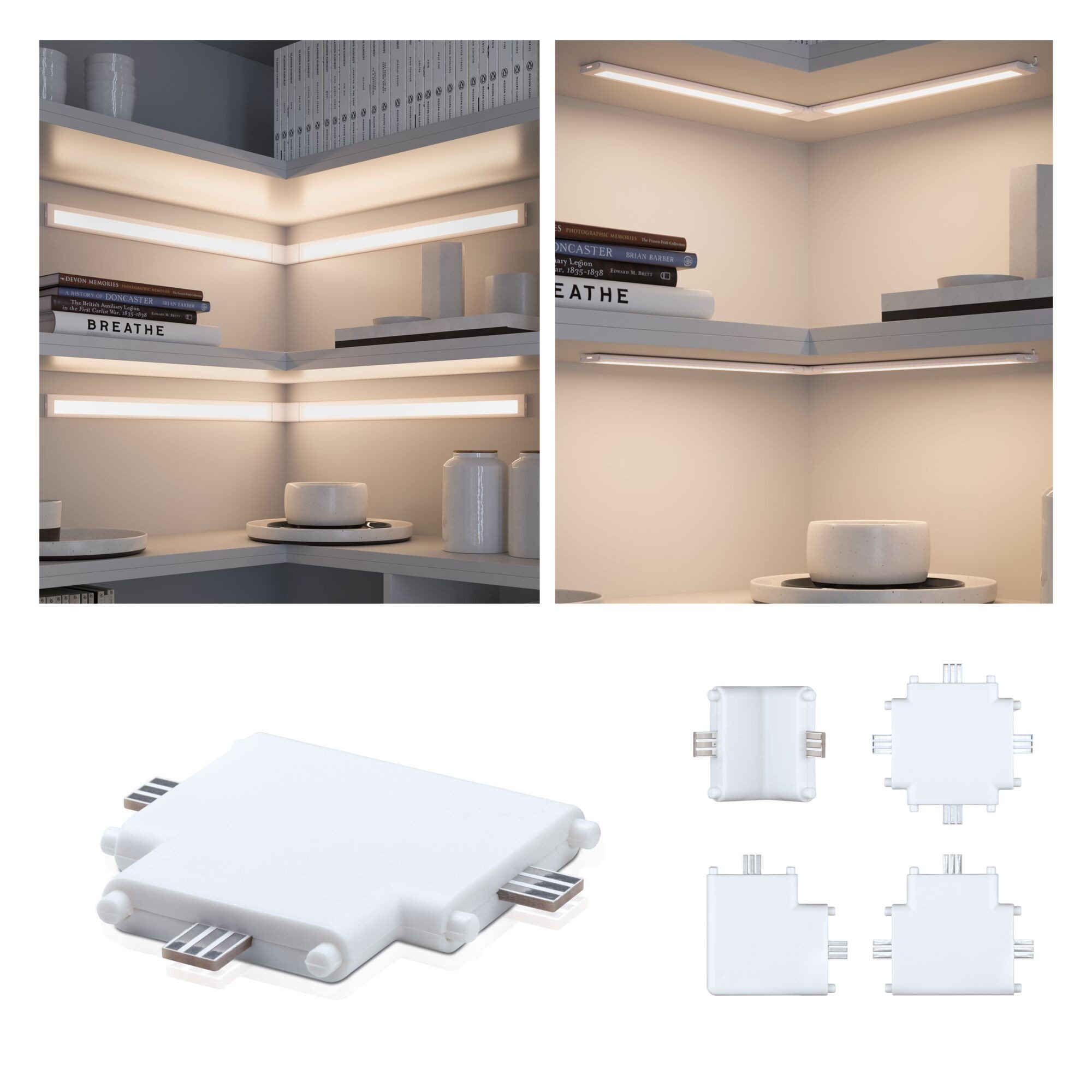 Paulmann Clever Connect Verbinder Border T-Verbinder 50x50 mm Weiß matt Lampen-Verbindungskabel