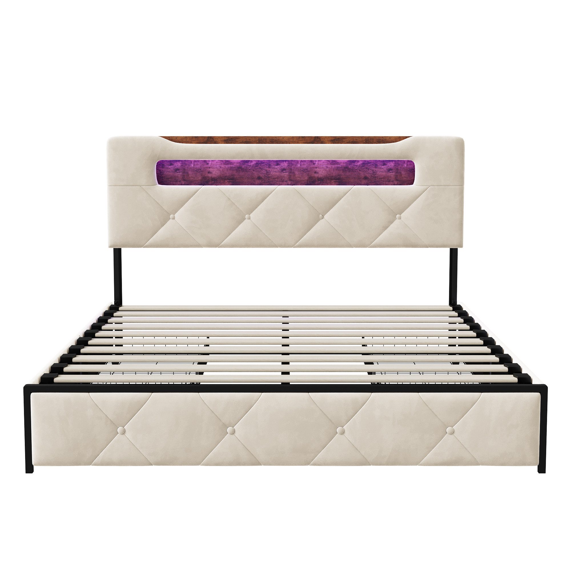 Furnishings Home Polsterbett LED Stauraumbett Doppelbett (1-tlg., LED, Lade günstig online kaufen