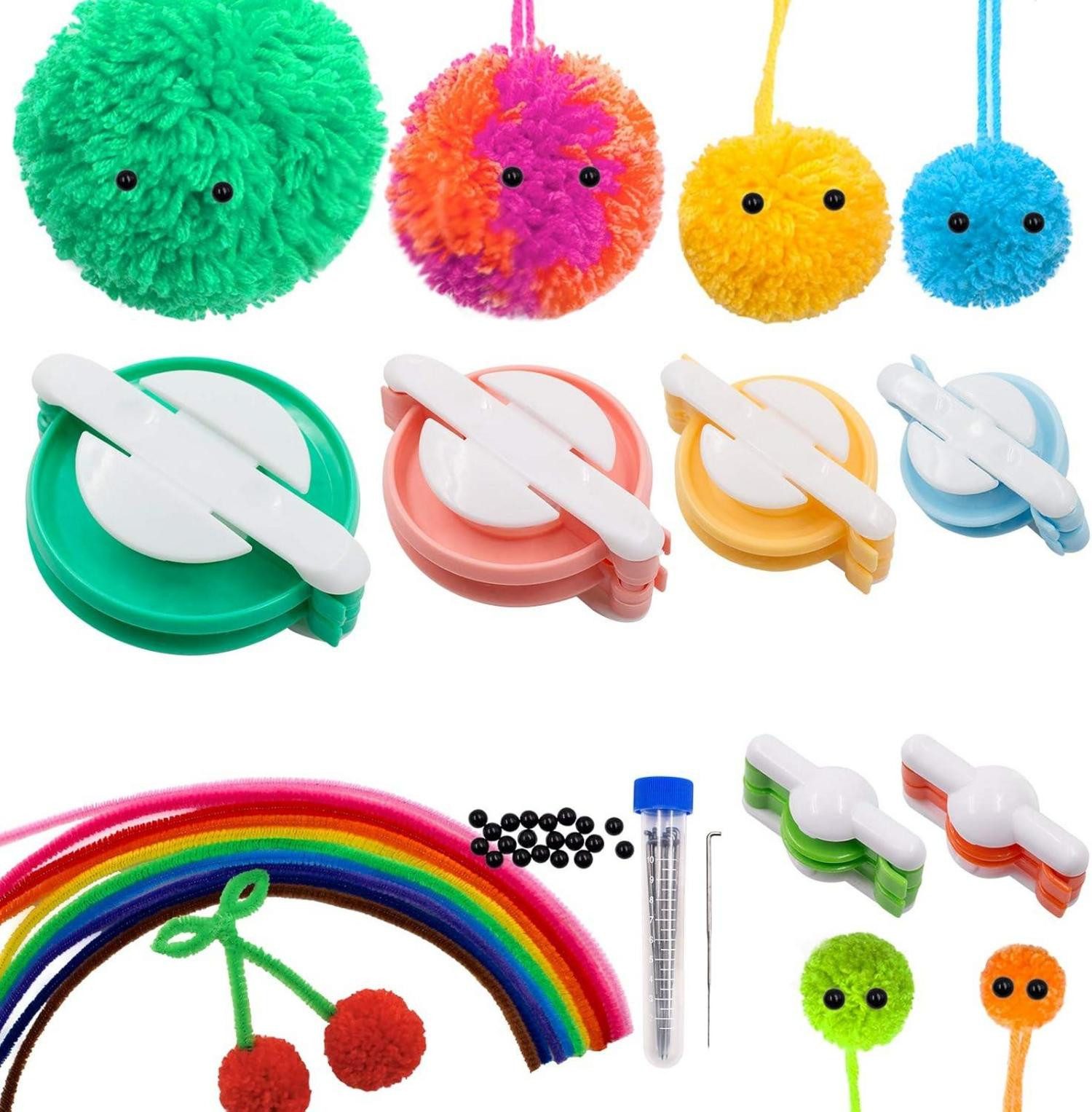 LuxusKollektion Strickliesel Pompom Maker Set mit 6 Größen Fluff Ball Weaver Wolle Handwerk DIY Kit