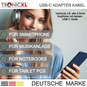 TronicXL USB-C Adapter zu Klinke 3,5 mm USBC Smartphone Kopfhörer Aux Handy USB-Adapter USB-C zu 3,5-mm-Klinke, 10 cm, 4 pin