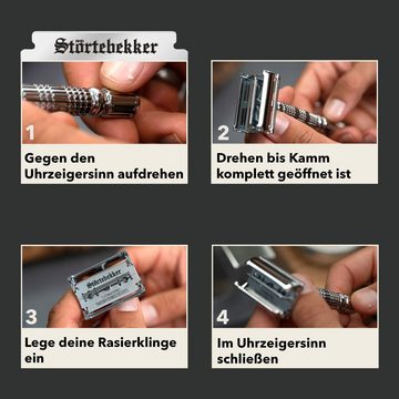 Störtebekker Rasierhobel Herren im handgefertigten Lederetui inkl. 10 Störtebekker Klingen