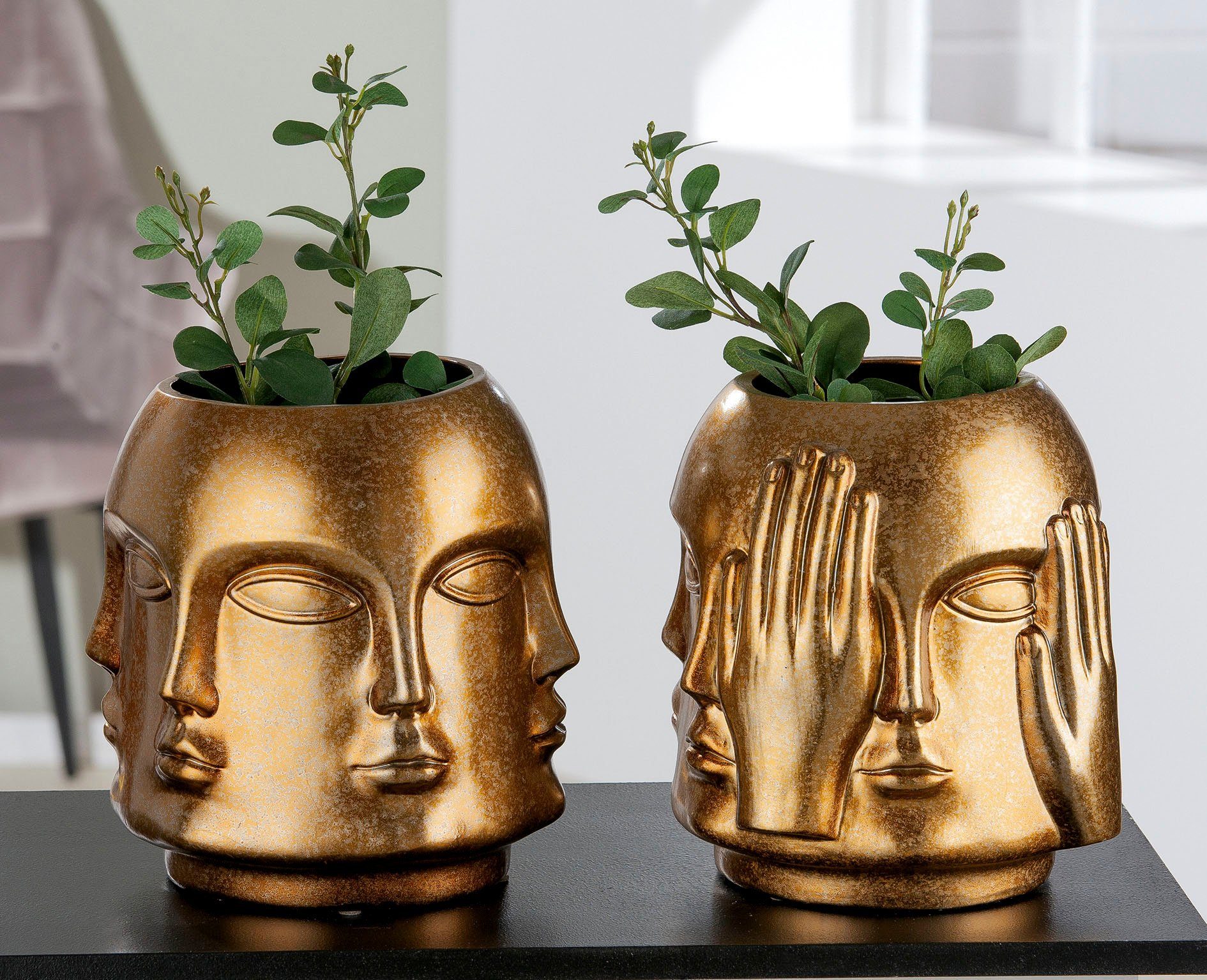 Tischvase Ponto, Gilde Casablanca nichts by Höhe aus Vase (1 dekorative Keramik, reden, sehen, 23 ca. hören, cm Blumenvase goldfarben St),
