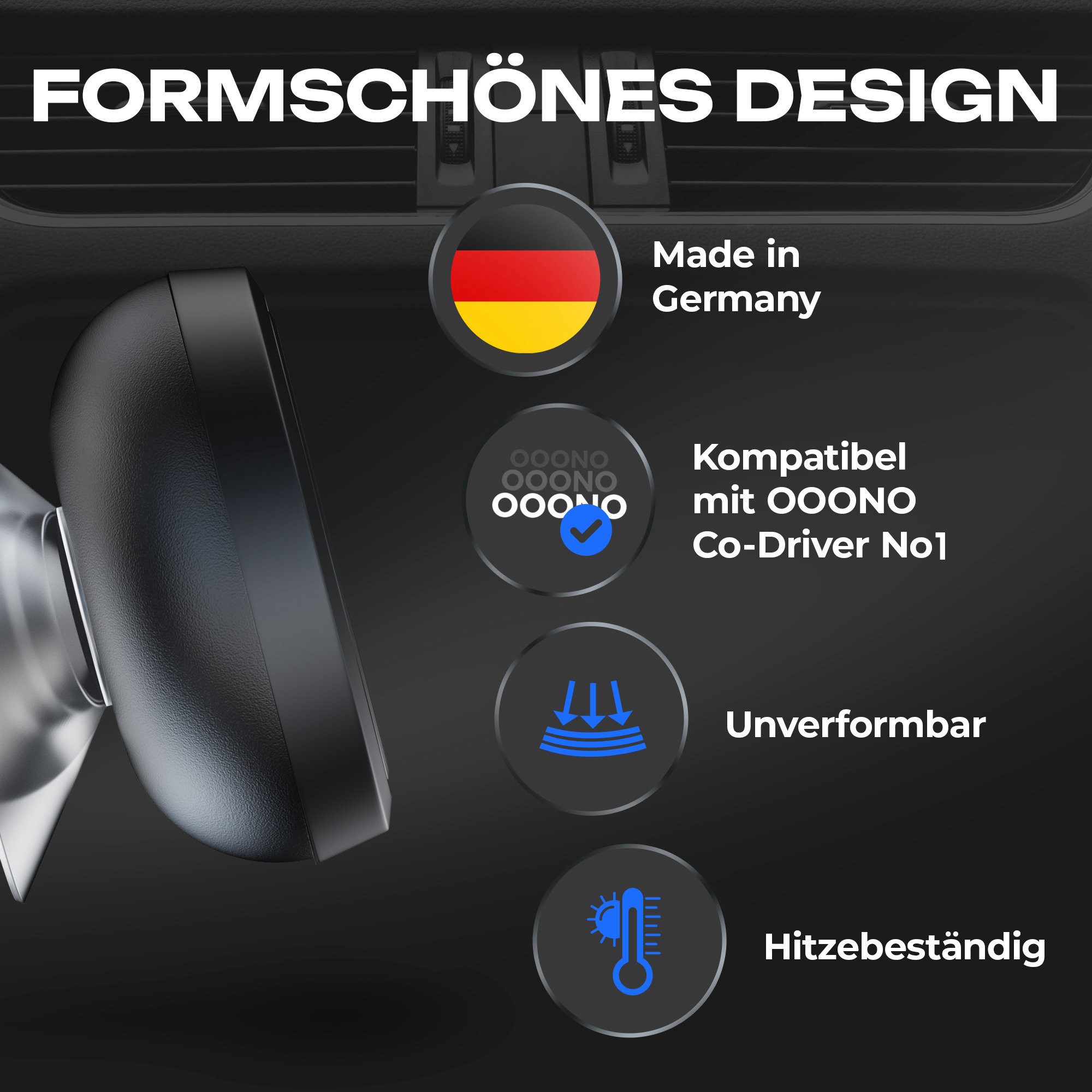 Kiema Halterung Magnetische Ooono No 1 Halterung für Lüftungsschlitze, (Magnetische Halterung für Ooono No1)