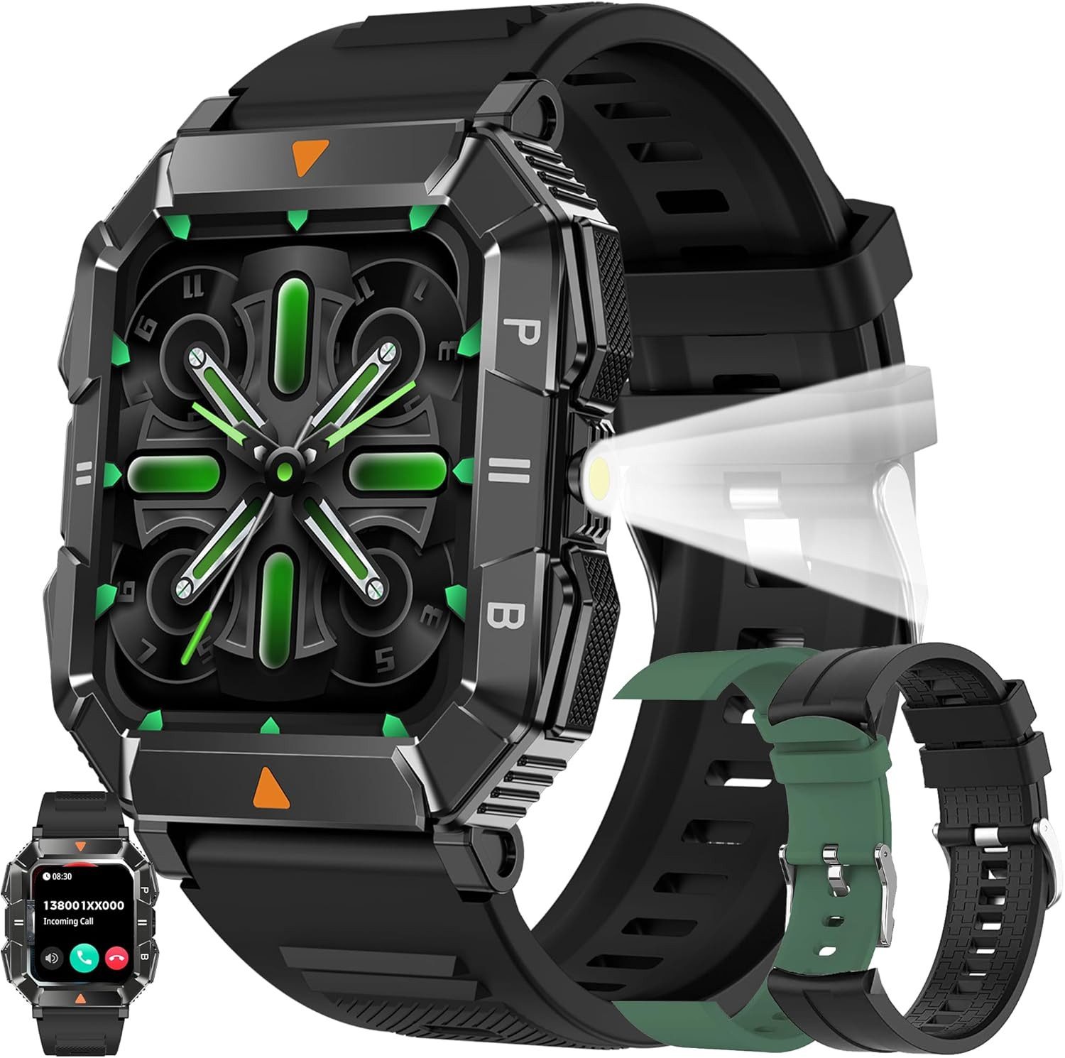 ZPIMY Smartwatch (4,5 cm, android ios), Smartwatch mit 1.83" AMOLED Display, Bluetooth Telefonie