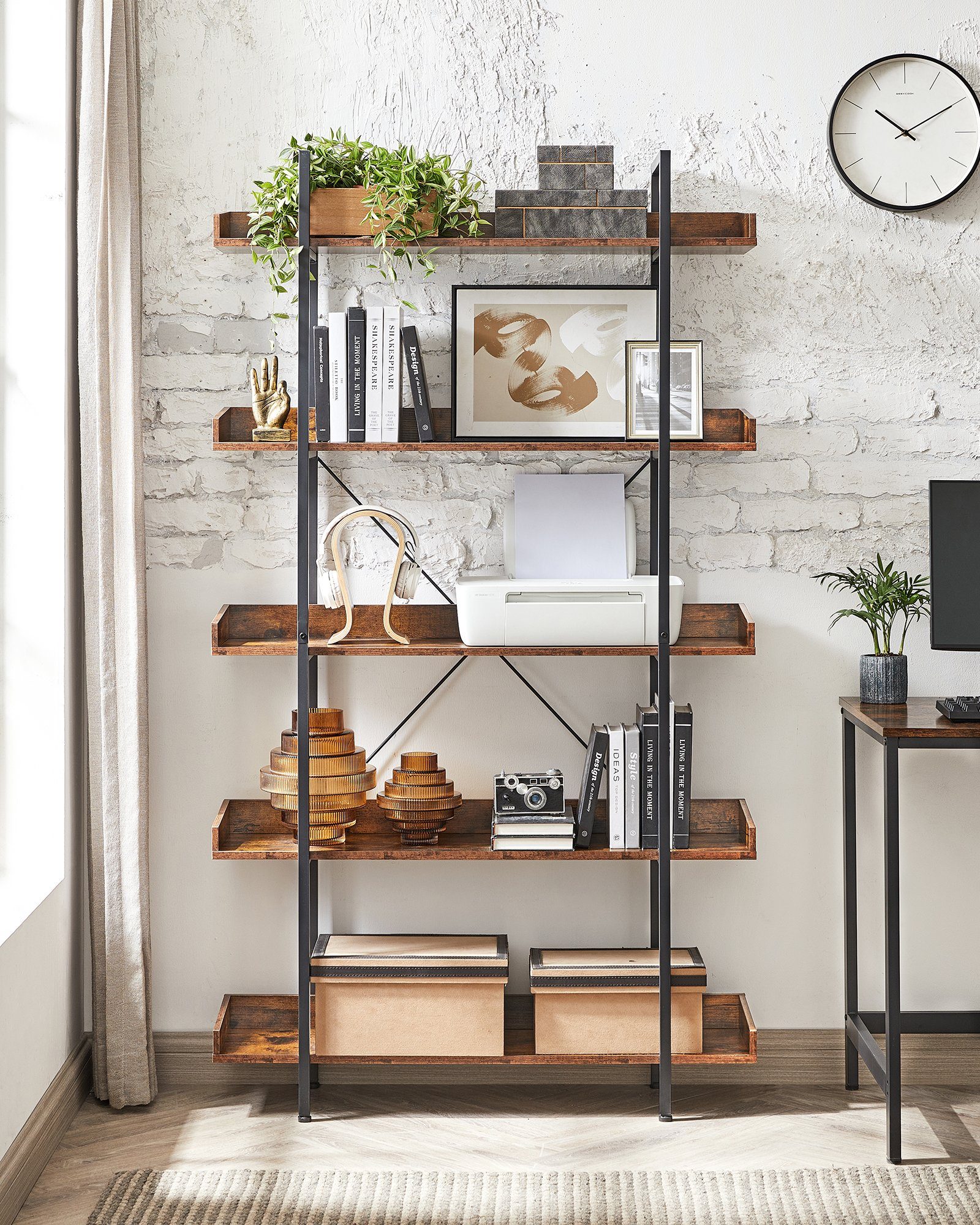 VASAGLE Bücherregal Leiterregal, Leiterregal, Standregal, mit 5 Ebenen günstig online kaufen