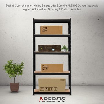 Arebos Schwerlastregal 180 x 90 x 30cm 875 kg Steckregal Kellerregal verschiedene Farben, 2-tlg.
