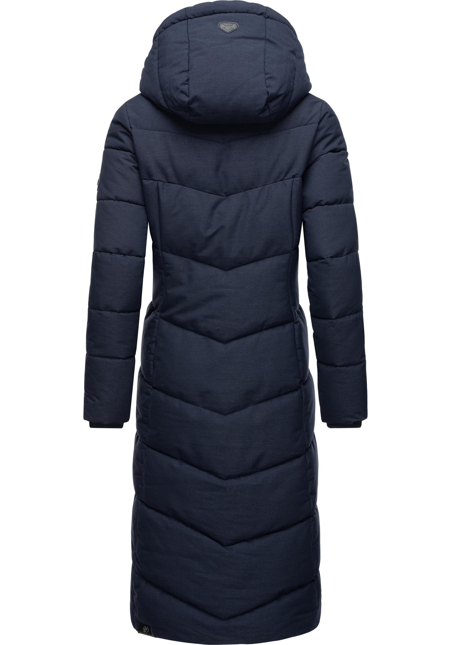 Ragwear Wintermantel Pavla Long extralanger Winterparka mit Teddyfutter und Kapuze