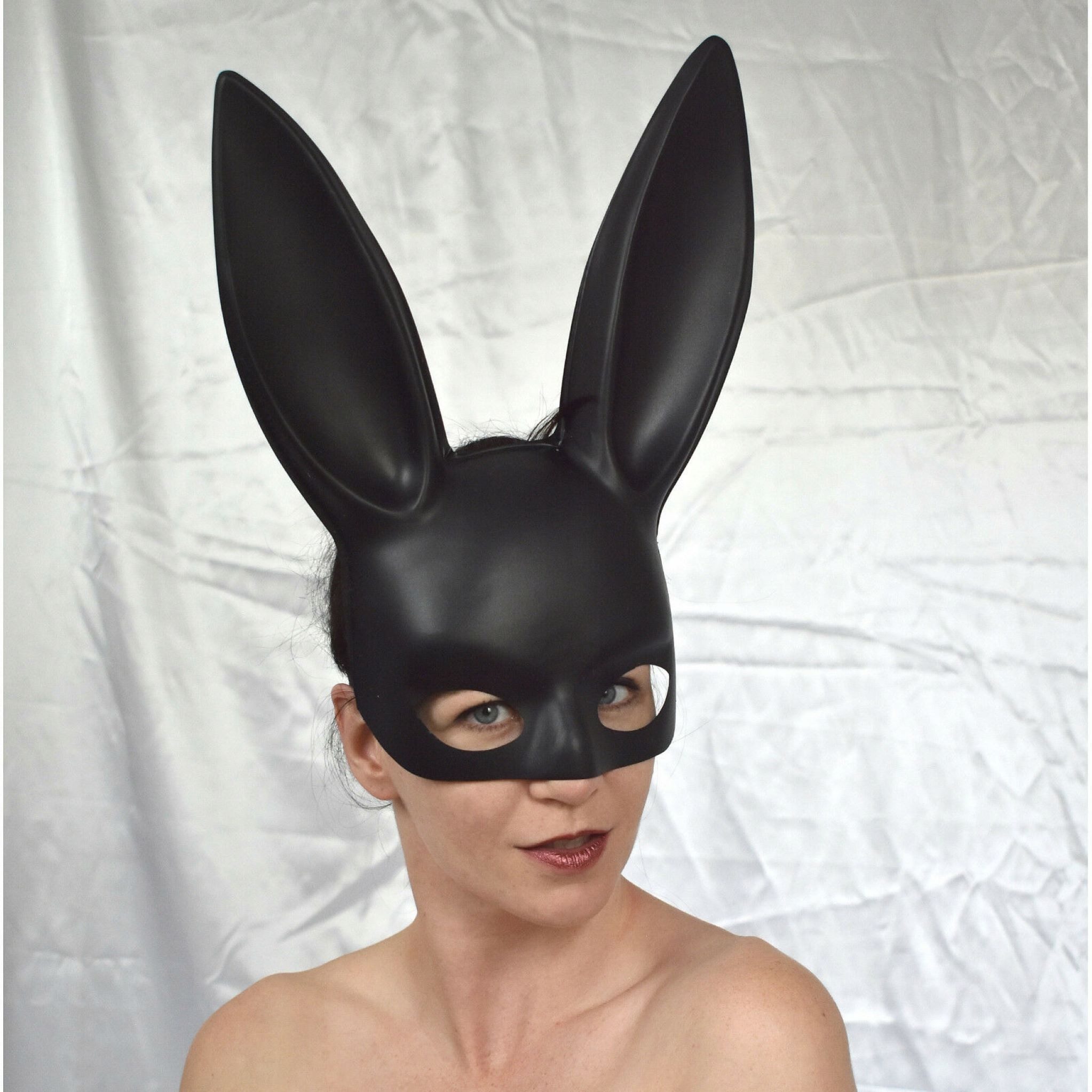 Korbi Kostüm Schwarze Playboy-Kaninchenmaske mit Ohren