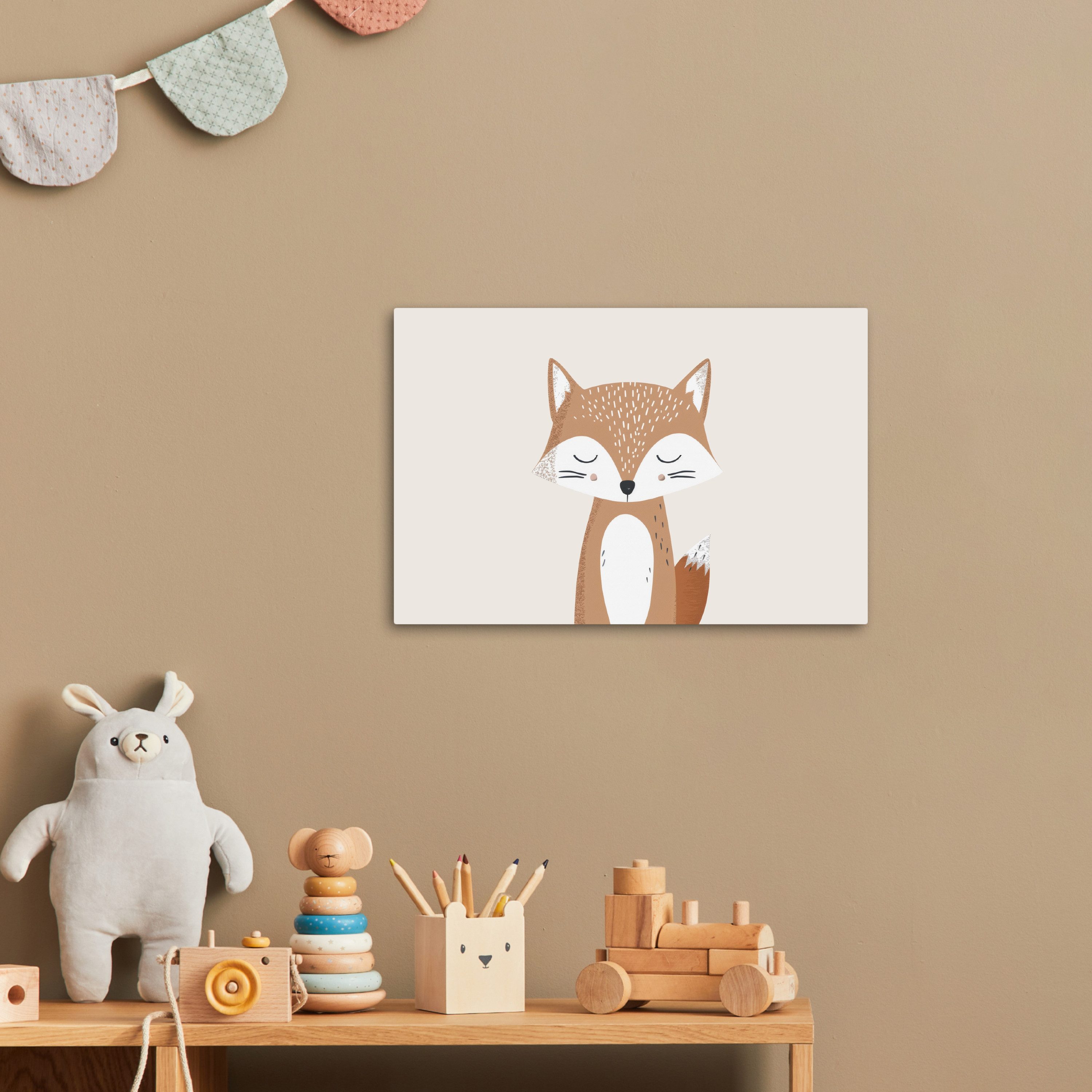 OneMillionCanvasses® Leinwandbild Fuchs - Tier - Waldtiere, Fotodruck (1 St), Kinder zimmer Deko, Mädchen und Jungen Bilder 30x20 cm – Bild 2 von 5