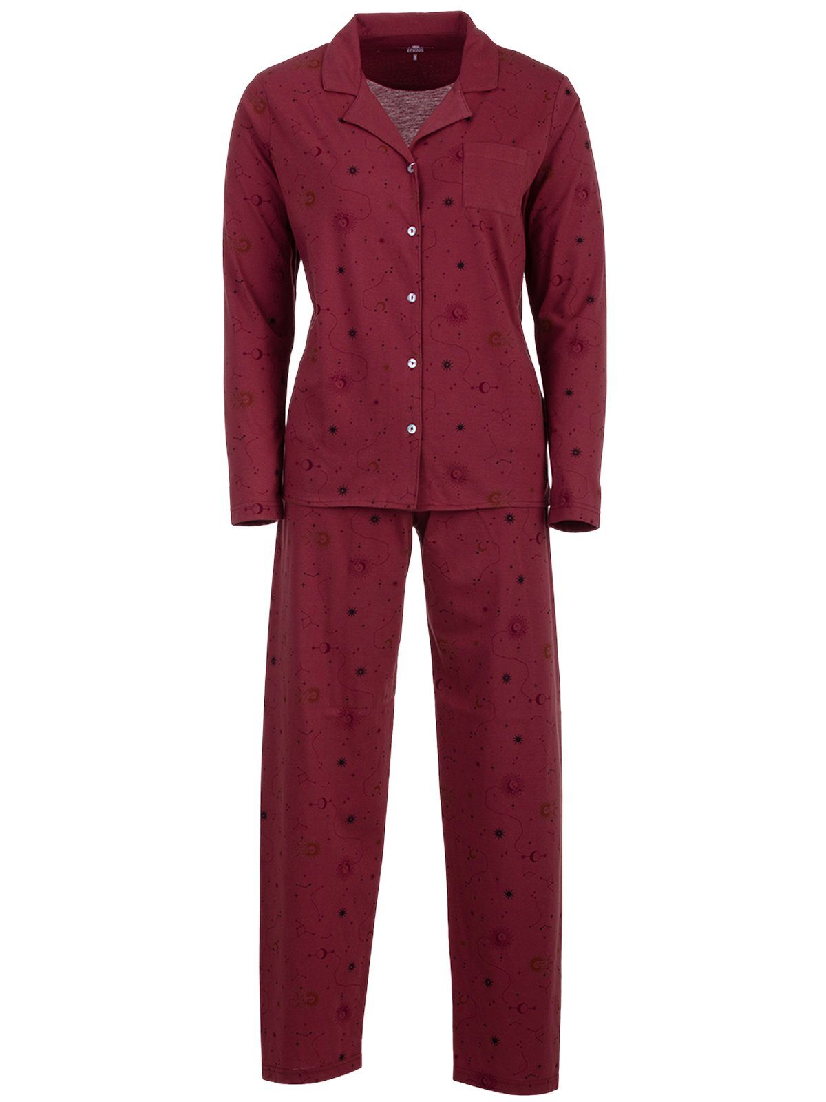 zeitlos Schlafanzug Pyjama Set Langarm - Mond Sterne günstig online kaufen