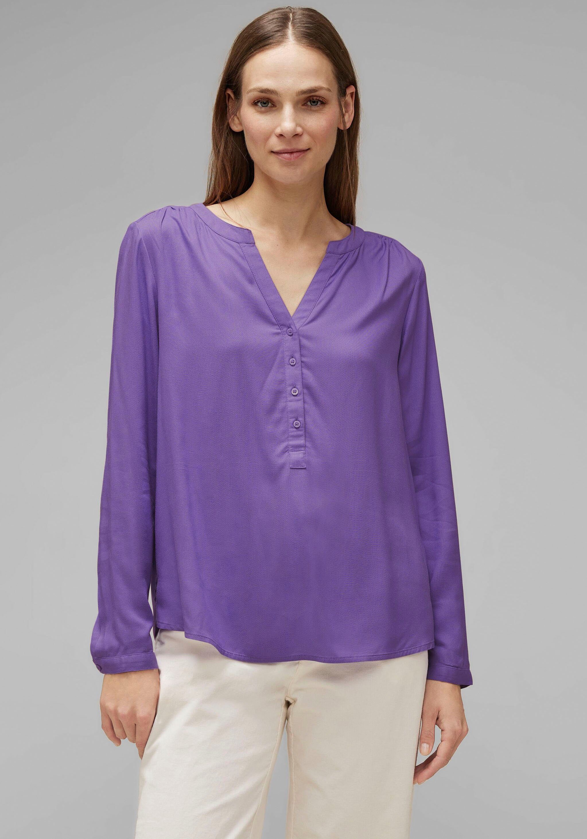 STREET ONE Shirtbluse Style Bamika mit Seitenschlitzen lupine lilac | Blusenshirts