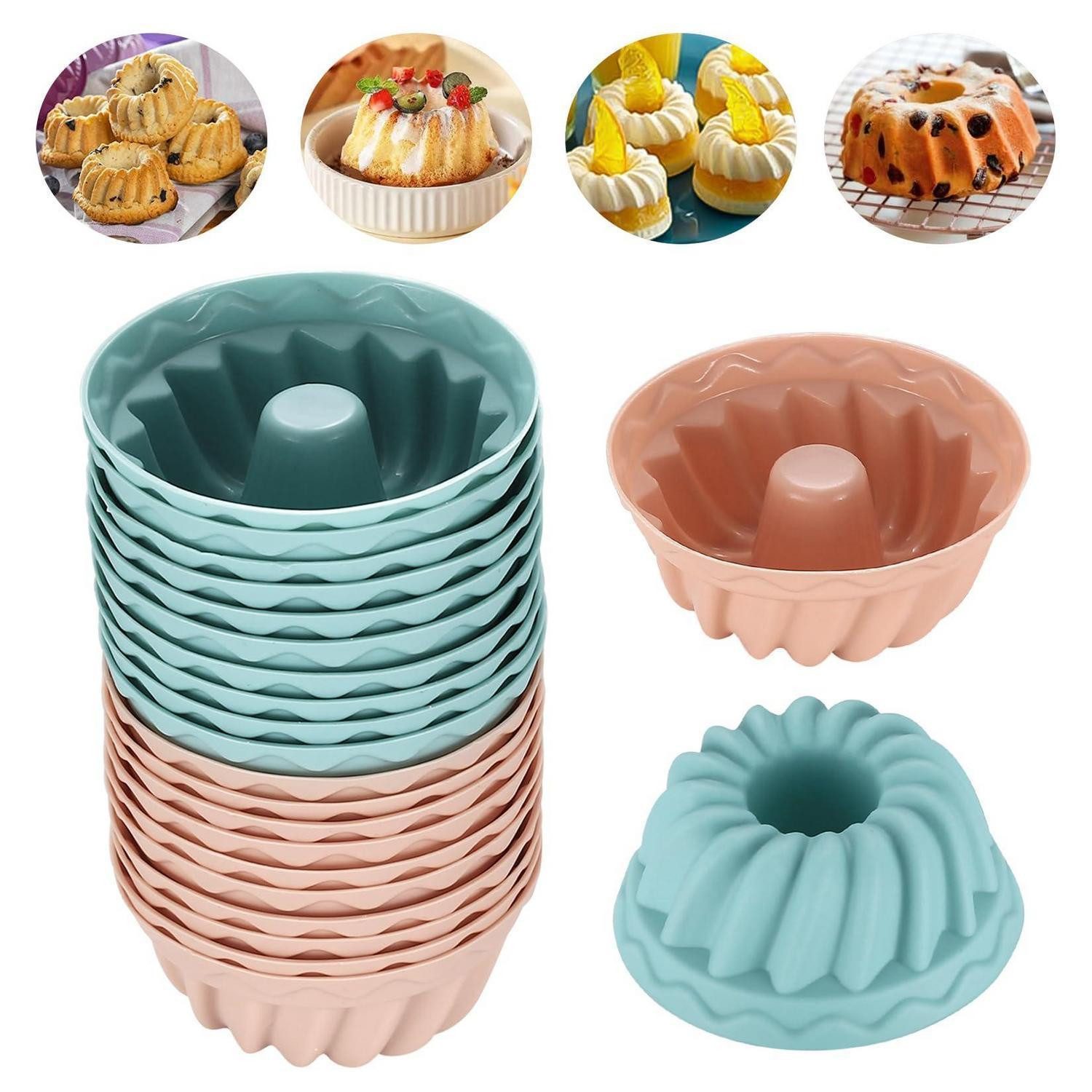 LuxusKollektion Gugelhupfform Gugelhupfform Silikon Mini 20 Stk Ø 6,5cm 4 Farben