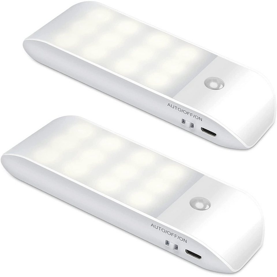 GelldG LED Nachtlicht LED Nachtlicht mit Bewegungsmelder, 2 Stück Aufladbar  USB Nachtlampe