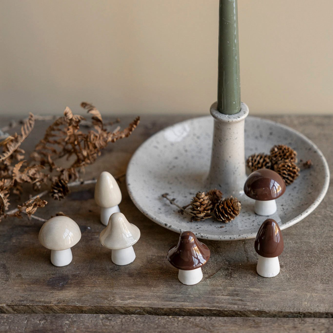 Storefactory Dekoobjekt Pilz Bohlt in beige weiß