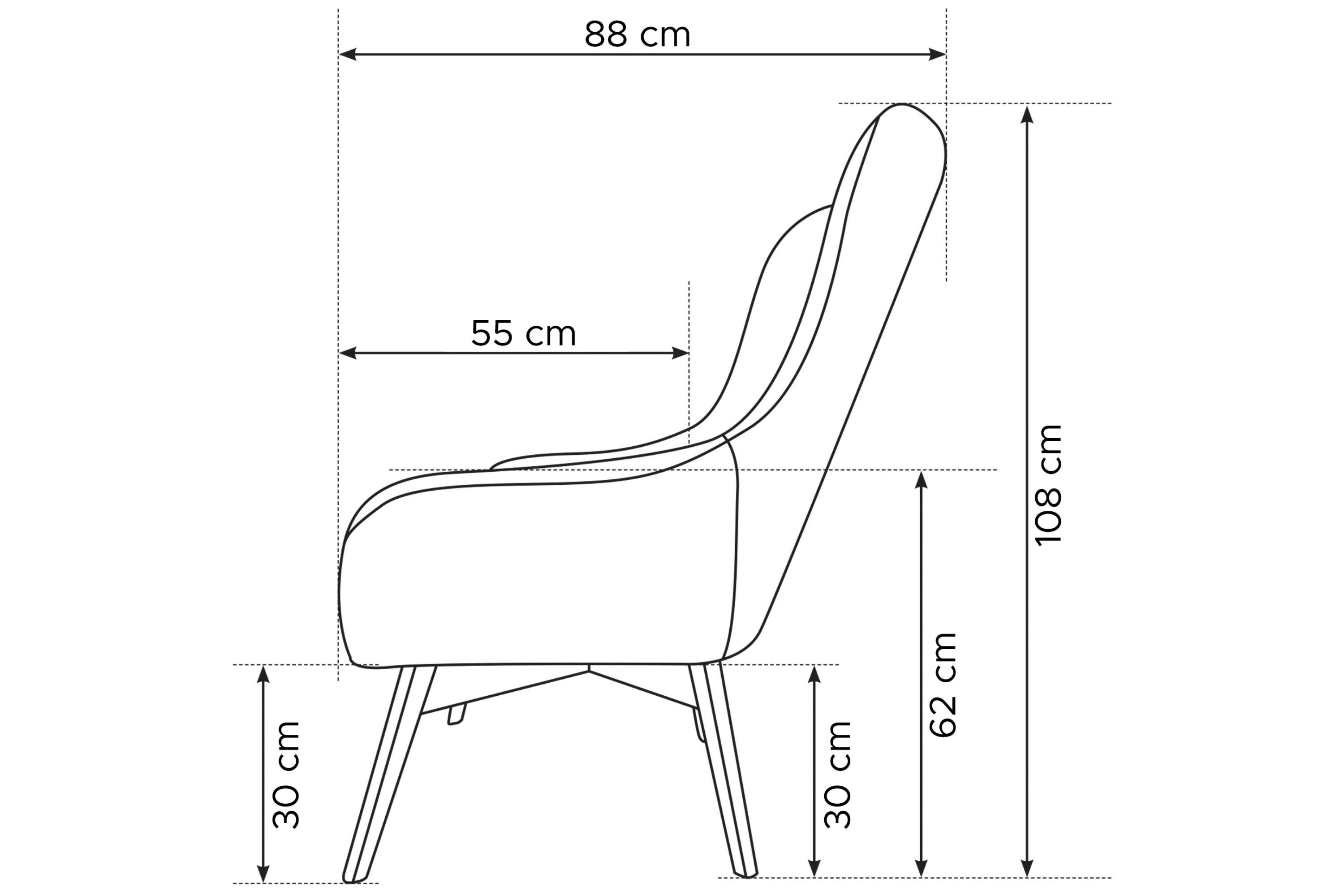 Sessel Steppung, braun Sitz Ohrensessel im robuste Konsimo braun Holzbeine, Polyurethanschaum mit | RAMOS,