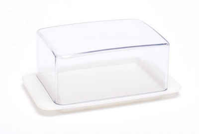 homiez Butterdose, Kunststoff, (1-tlg), Mini Butterbox für halbes Butterstück 125g transparenter Deckel weißer Boden Trasparent