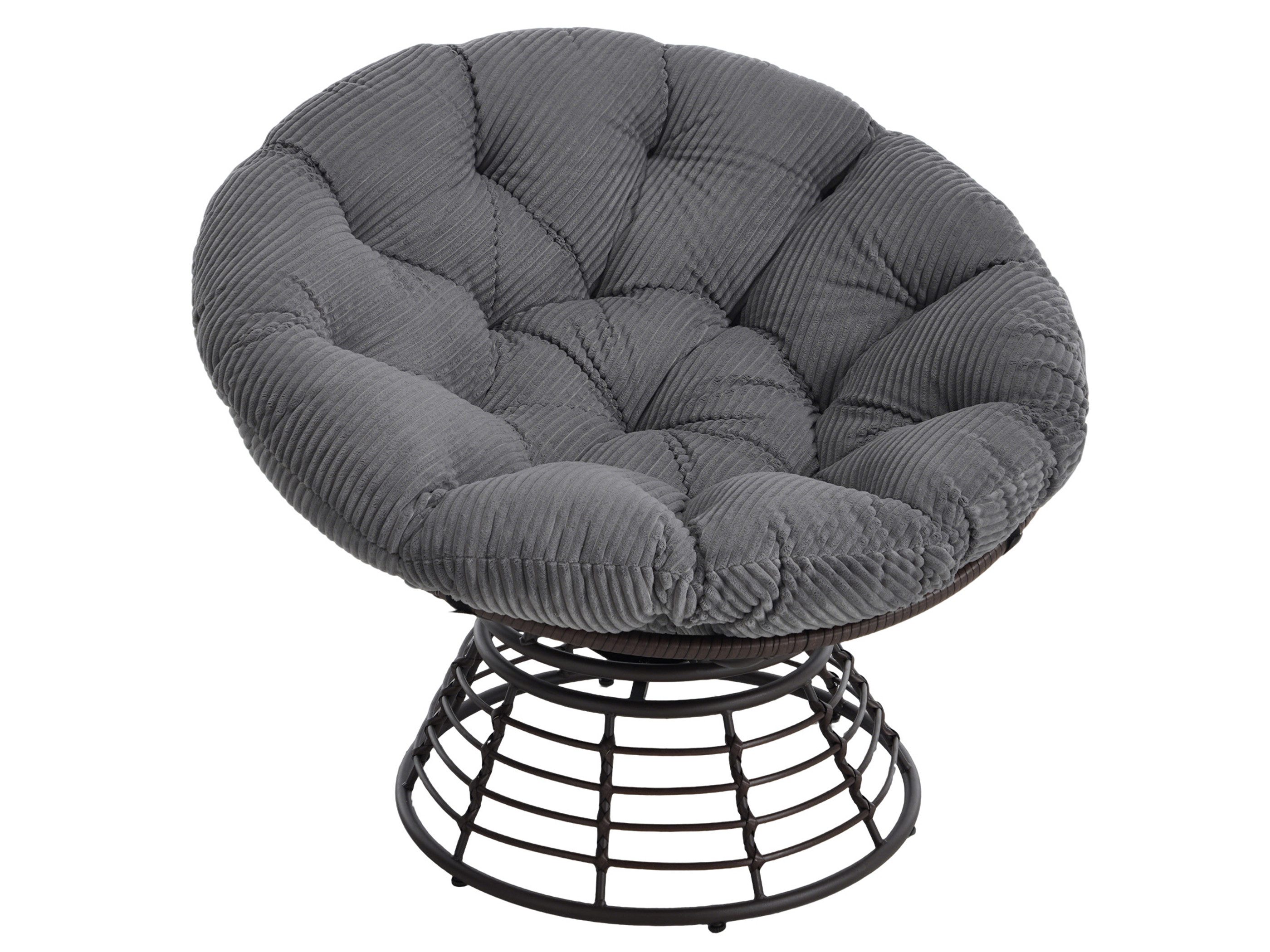 SeedWave Loungesessel 360° Drehbarer Papasan-Sessel Stahlgestell mit 92cm Trennbarem Polster, Relaxsessel für Balkon, Garten, Terrasse