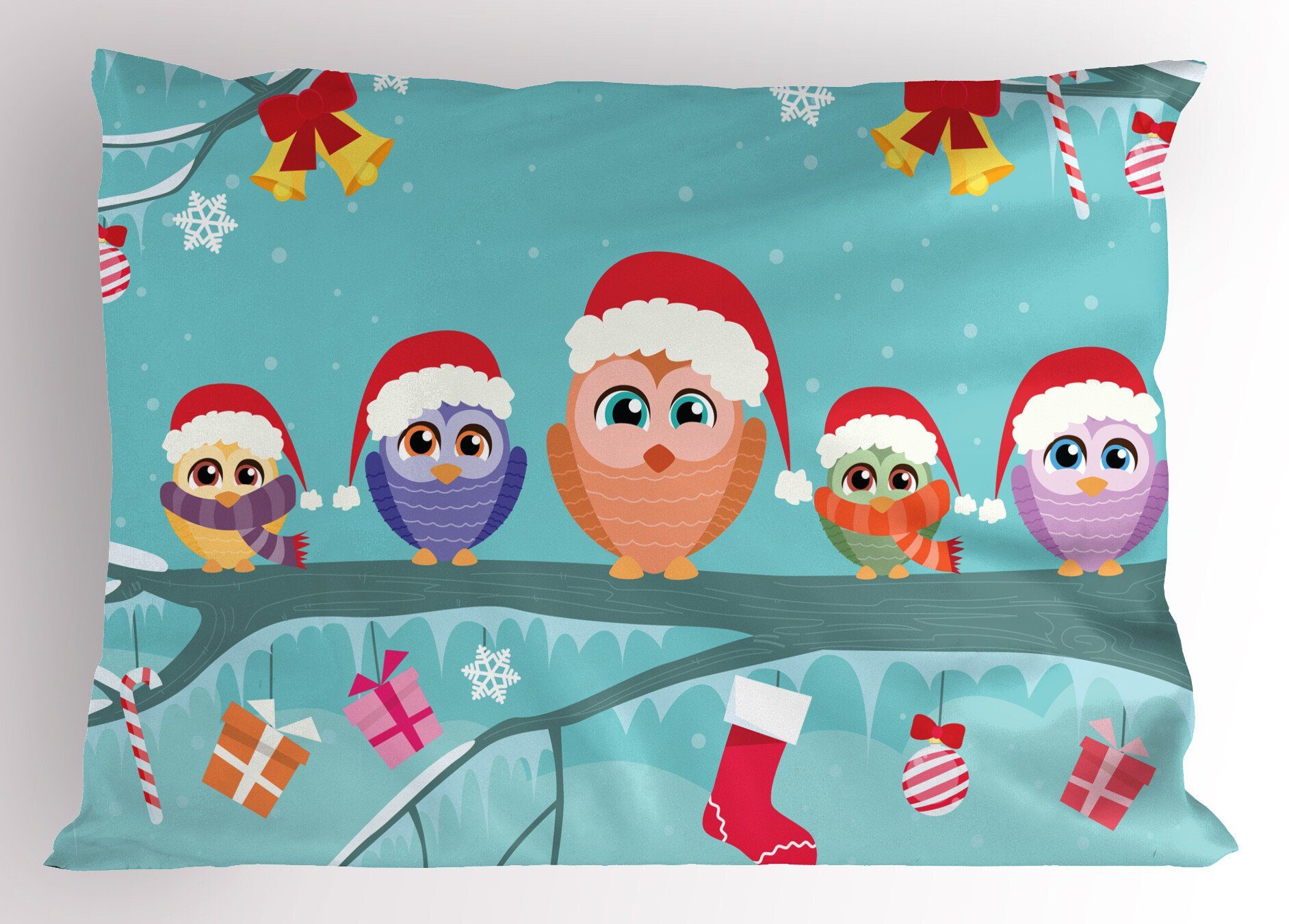 Kissenbezüge Dekorativer Standard King Gedruckter Weihnachten Stück), Abakuhaus Size (1 Tree Kissenbezug, Family Owl