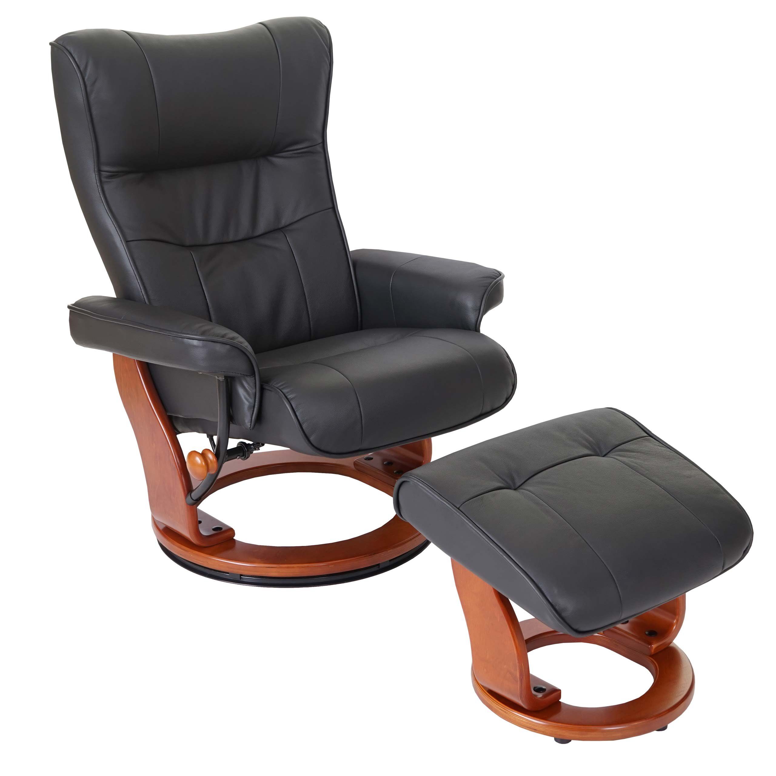 MCA furniture Relaxsessel Edmonton, Dicke Polsterung, Inkl. gepolstertem Fußhocker, Markenware von MCA schwarz, honigfarben