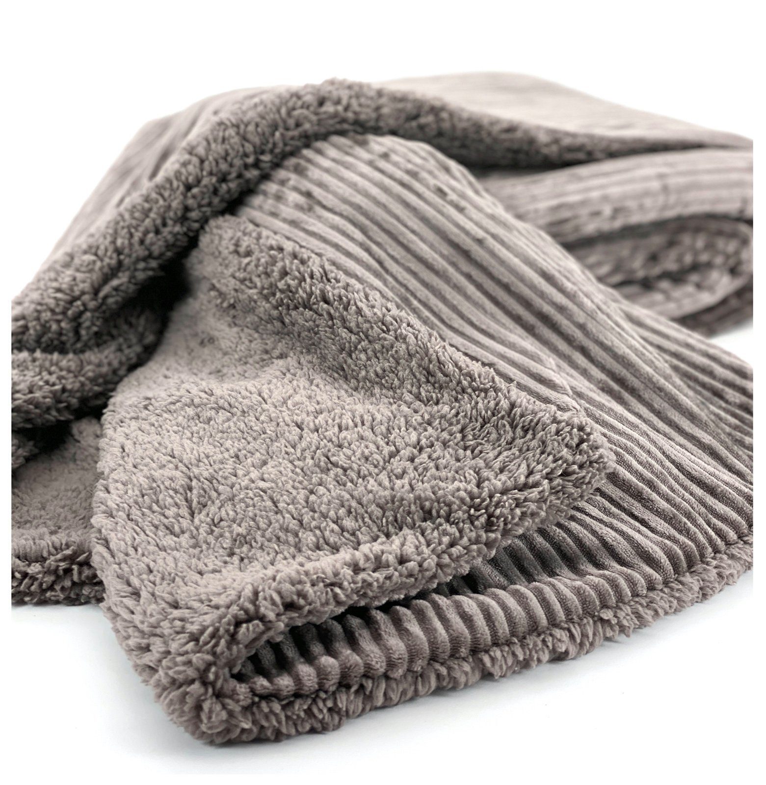 Wohndecke Flauschige Cord Kuscheldecke Sherpa Fell Sofadecke, heimtexland, 150x200 I extra dick I warm I kuschelig weich I fusselfrei