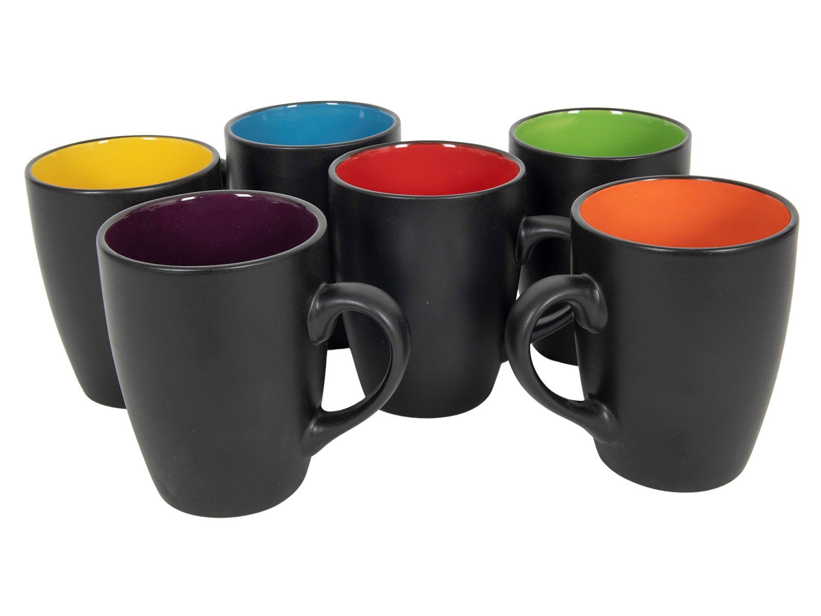 Spetebo Tasse Kaffeebecher in schwarz matt - 6er Set, Porzellan, Kaffee und Tee Tassen für ca. 340 ml