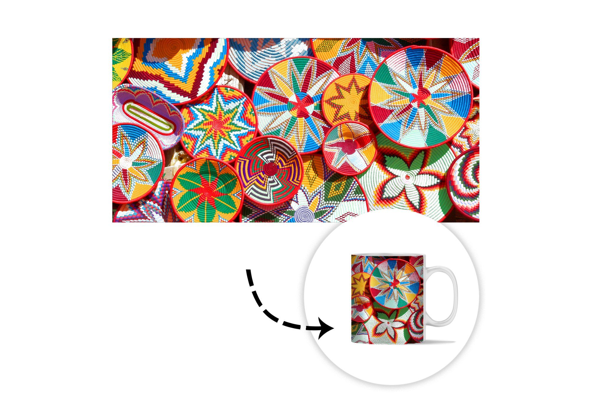MuchoWow Tasse Kreis - Teetasse, Becher, Teetasse, Farben, Geschenk Keramik, Muster - Kaffeetassen