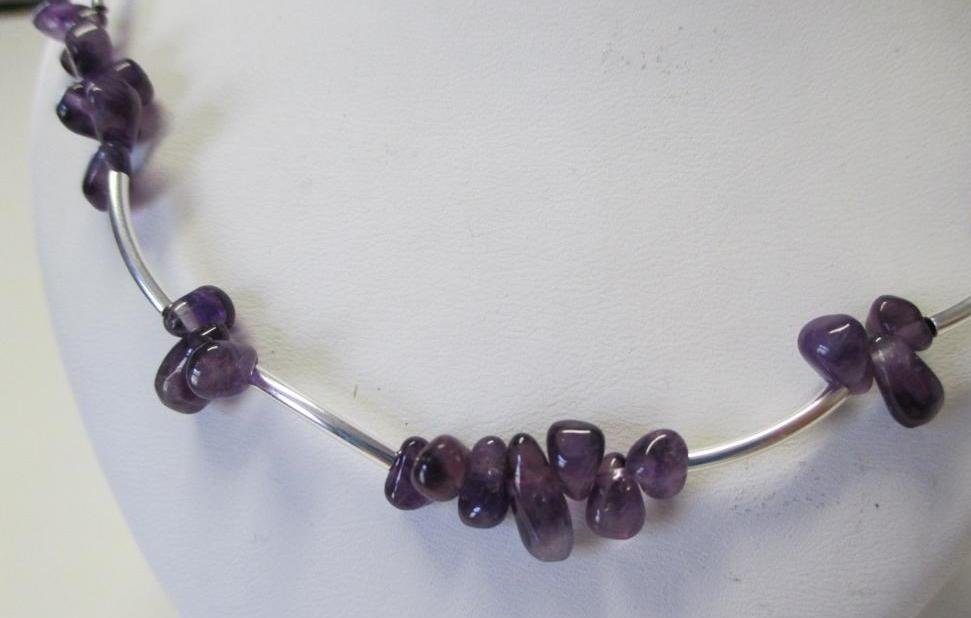 Edelschmiede925 Kette ohne Anhänger 50 cm lange, wunderschöne Amethystkette