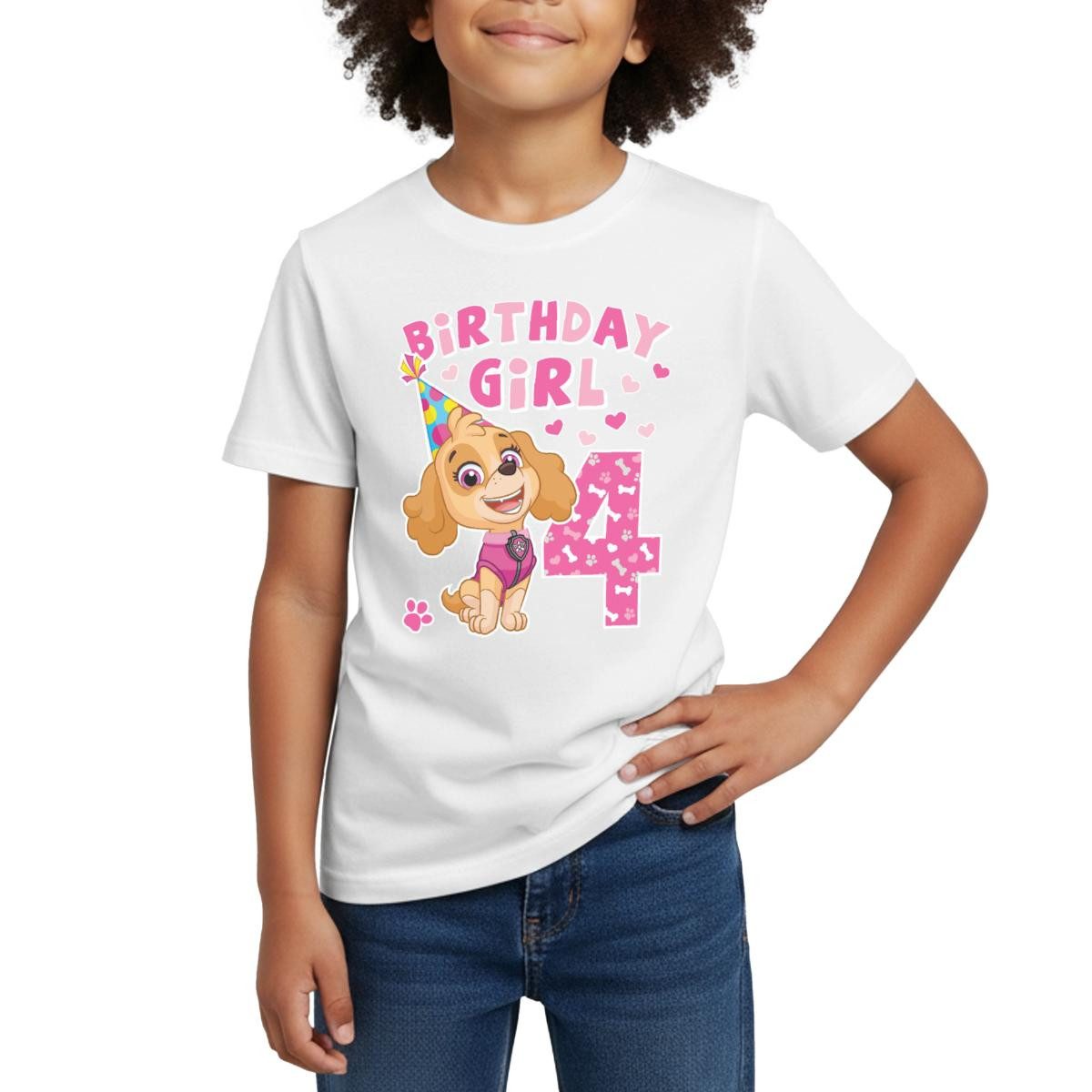 T-Shirt Paw Patrol Geschenk 4 Jahre Alt 4. Geburtstag Skye Kinder T-Shirt