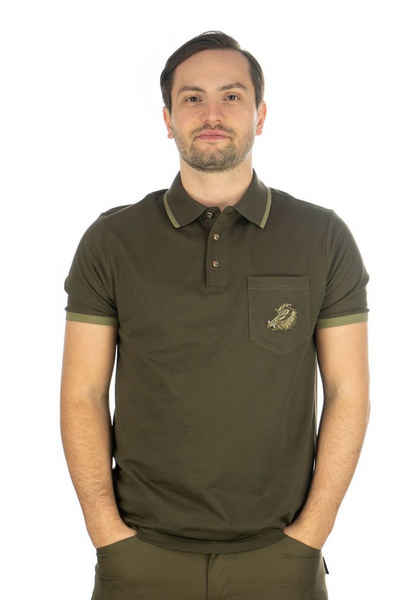 OS-Trachten Poloshirt Sonky Kurzarm Jagdshirt mit Wildsau-Stickerei auf der Brusttasche