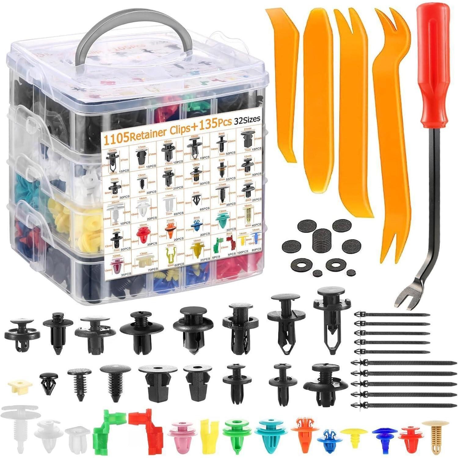 LuxusKollektion Leisten-Befestigungsclips Befestigungsclips Set 32 Arten mit Werkzeug