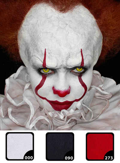 Maskworld Theaterschminke Make-up Set Pennywise Horror Clown, Halloween Schminkset mit perfekt abgestimmten Komponenten