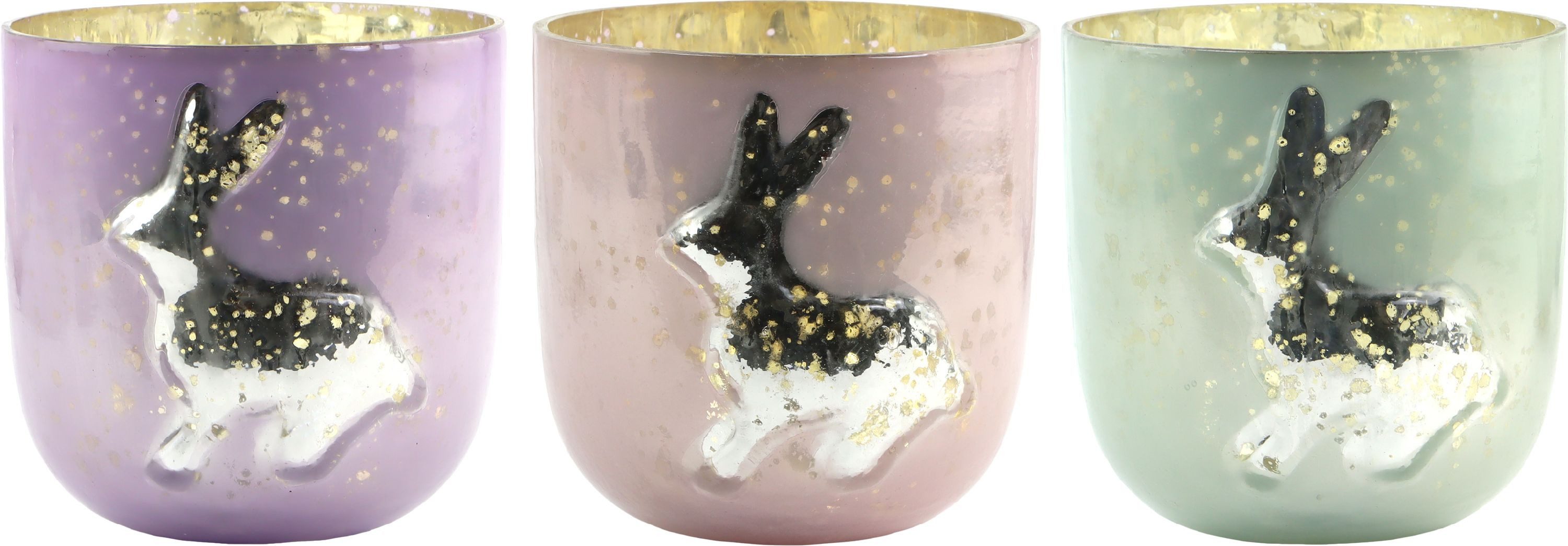 FURNARO Windlicht (3-tlg. Windlichterset), Innen goldfarben verspiegelt