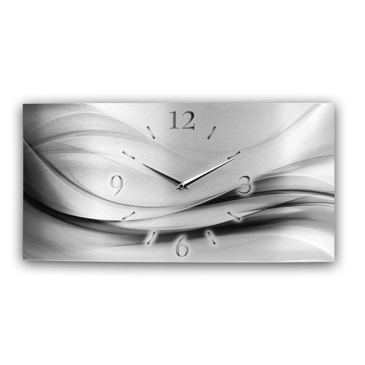 Kreative Feder Funkwanduhr 3D Design-Wanduhr "Silver Metallic" aus gebürste günstig online kaufen