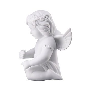 Rosenthal Dekofigur Engel gross weiß matt Porzellan, Engel mit Blumenkranz