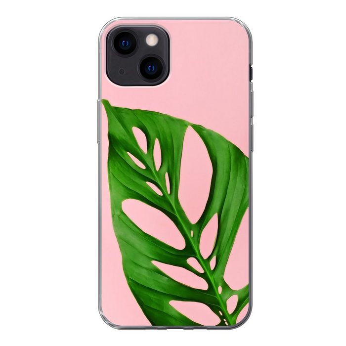 MuchoWow Handyhülle Botanisches Blatt mit heller Farbe als Hintergrund Handyhülle Apple iPhone 13 Smartphone-Bumper Print Handy