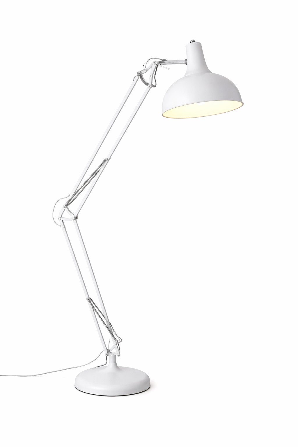 Rungassi Stehlampe Moderne Stehlampe Industrial und flexiblem Arm Weiß 8018-3A, ohne Leuchtmittel