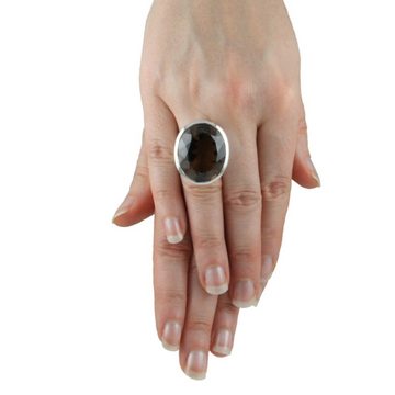 SKIELKA DESIGNSCHMUCK Silberring Rauchquarz Ring 27x22 mm (Sterling Silber 925) (1-tlg), hochwertige Goldschmiedearbeit aus Deutschland