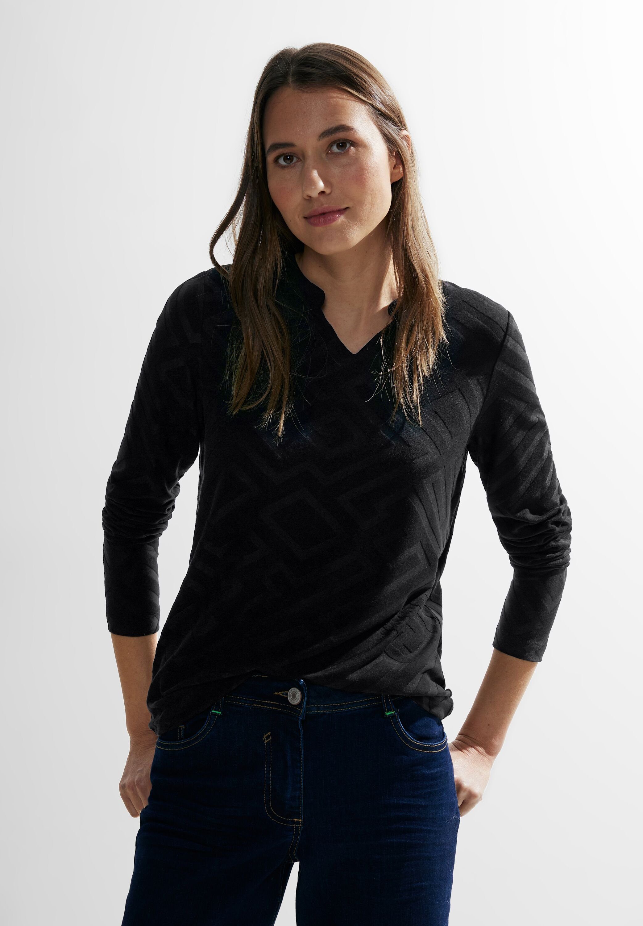CECIL Langarmshirt aus softem Materialmix
