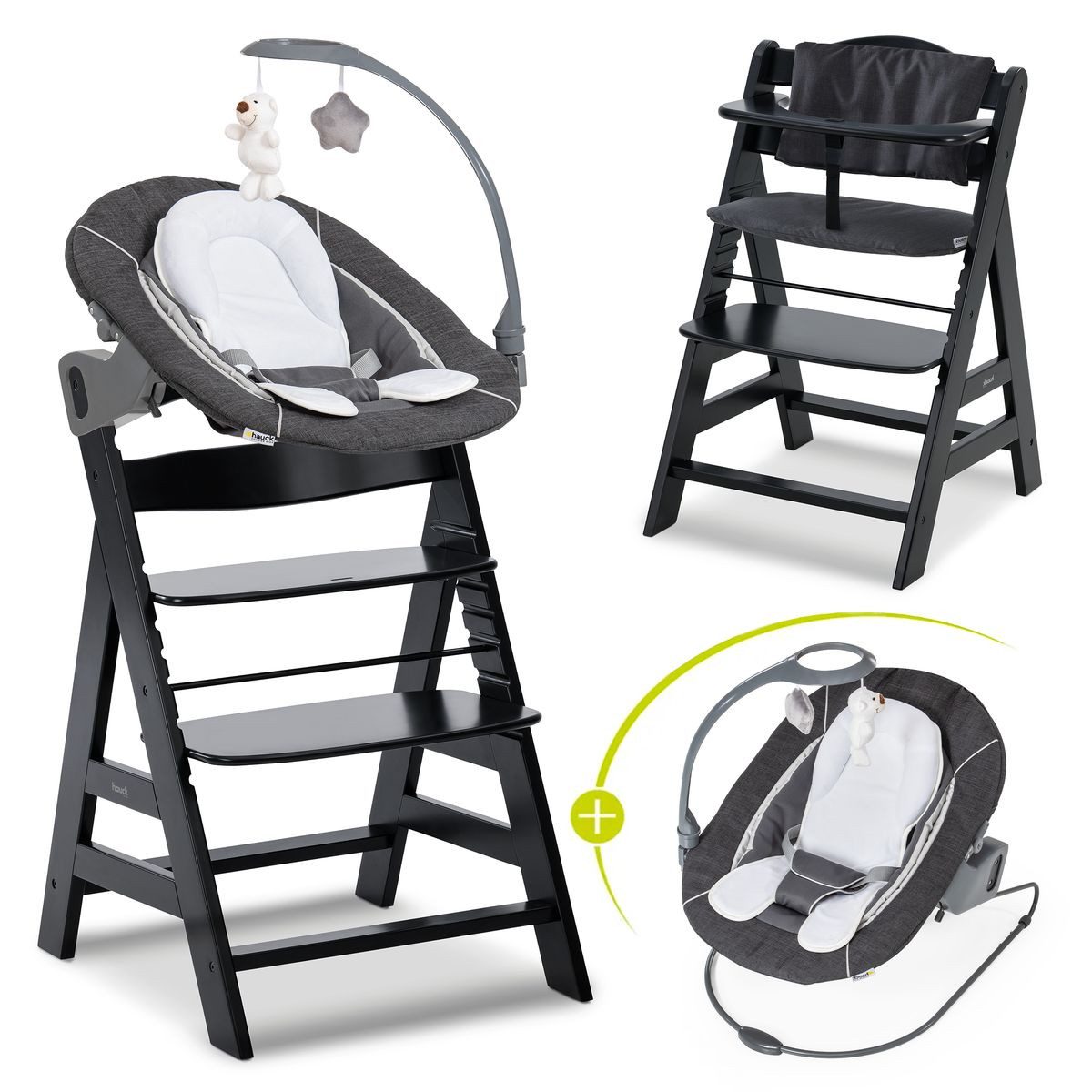 Hochstuhl Alpha Plus Black Newborn Set Deluxe
