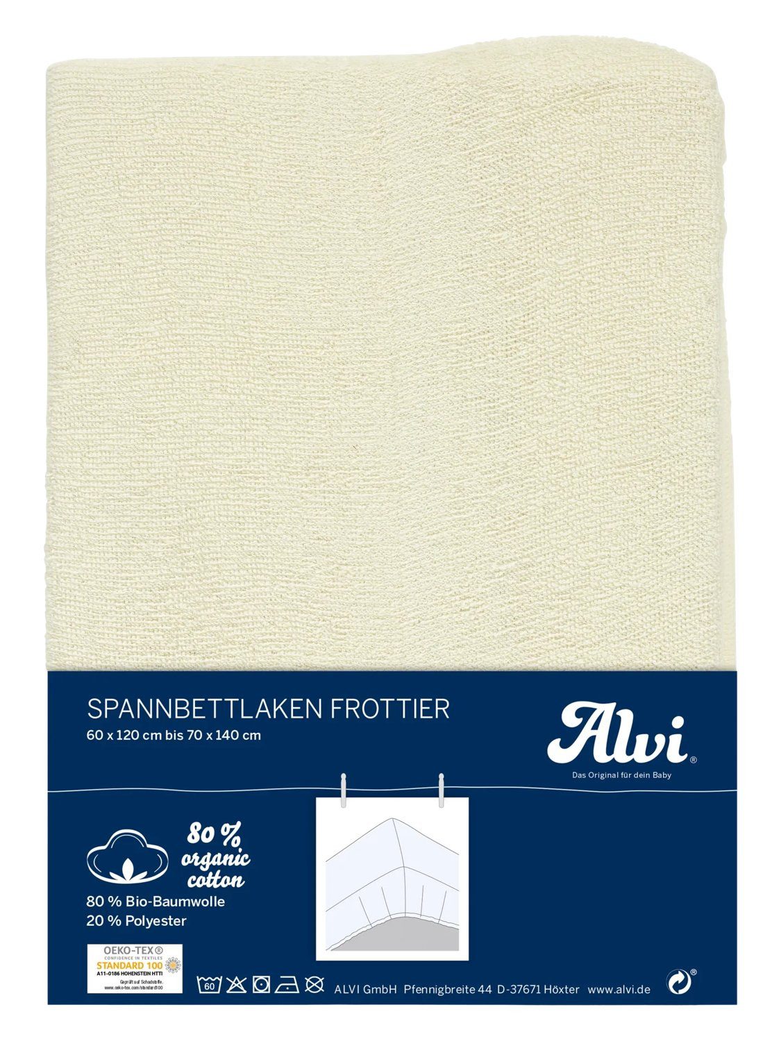 Alvi® Spannbettlaken Spannbettlaken, Baumwolle, Gummizug: rundum, (1 Stück), faltenfrei durch Gummizug