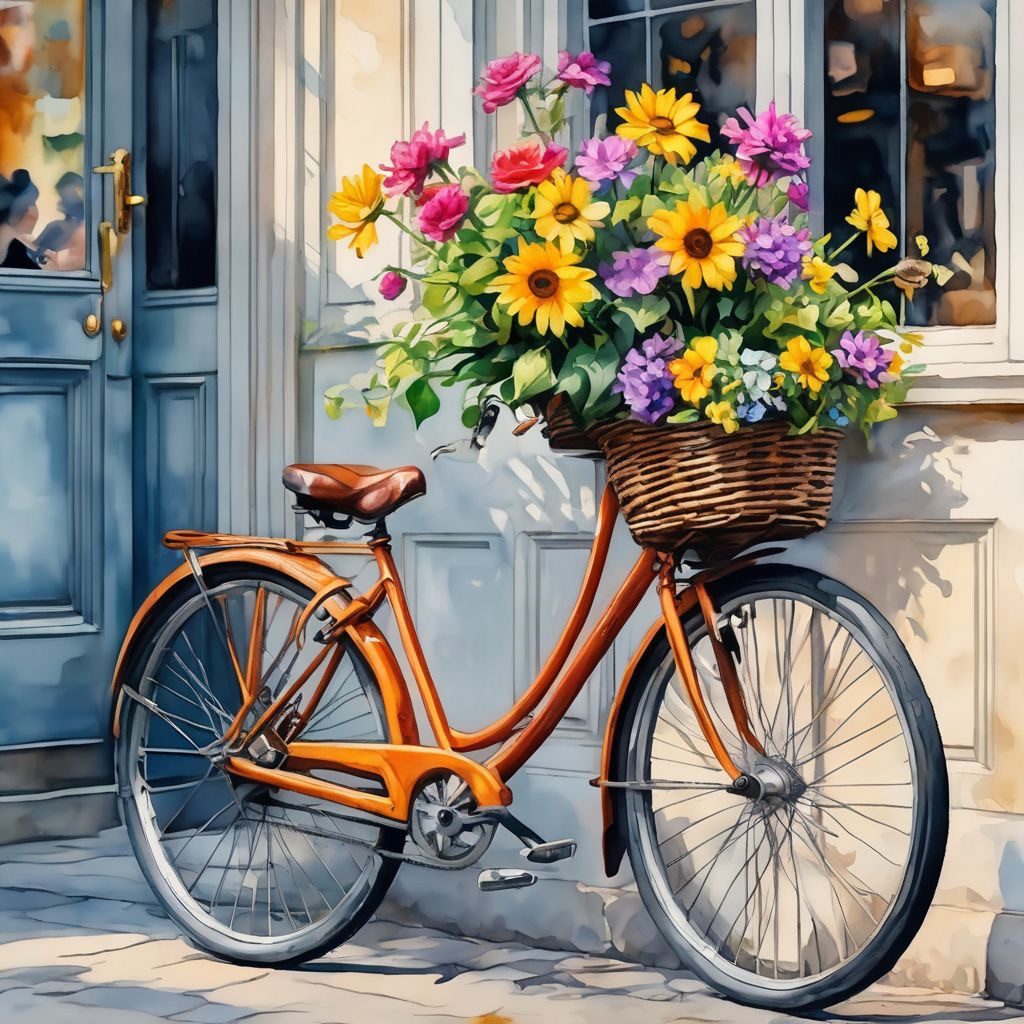 Rötting Design Malen nach Zahlen Diamond Painting Set 5D DIY Motiv das Blumenfahrrad (Komplett-Set, 1-St), Diamond Painting Vollbild, Vollständiges Zubehörpaket