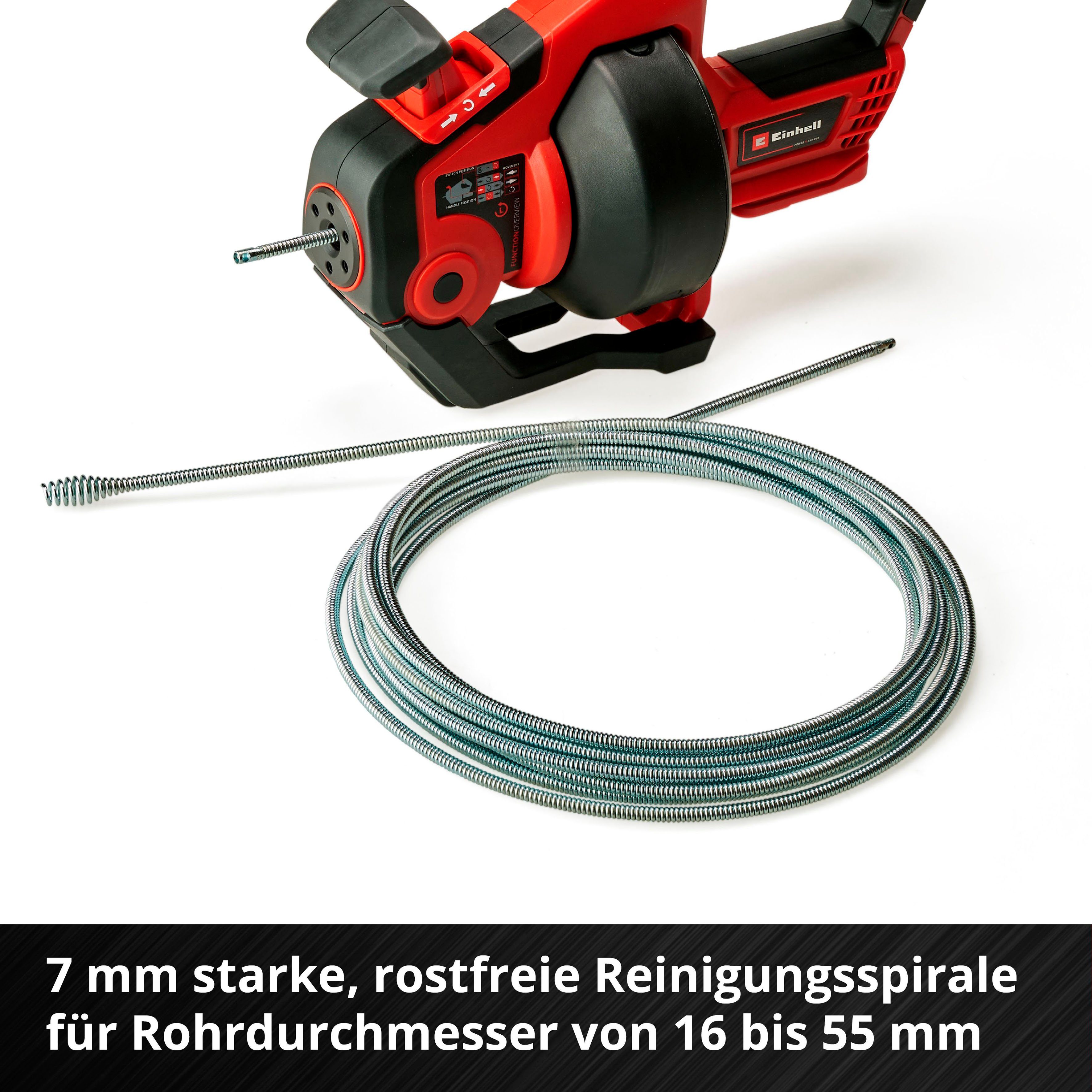 X-Change Einhell ∅ Ladegerät ohne mm, 7 Rohrreinigungsspirale L: Li Power und 7,6 Akku cm, 18/760 Solo, TE-DA