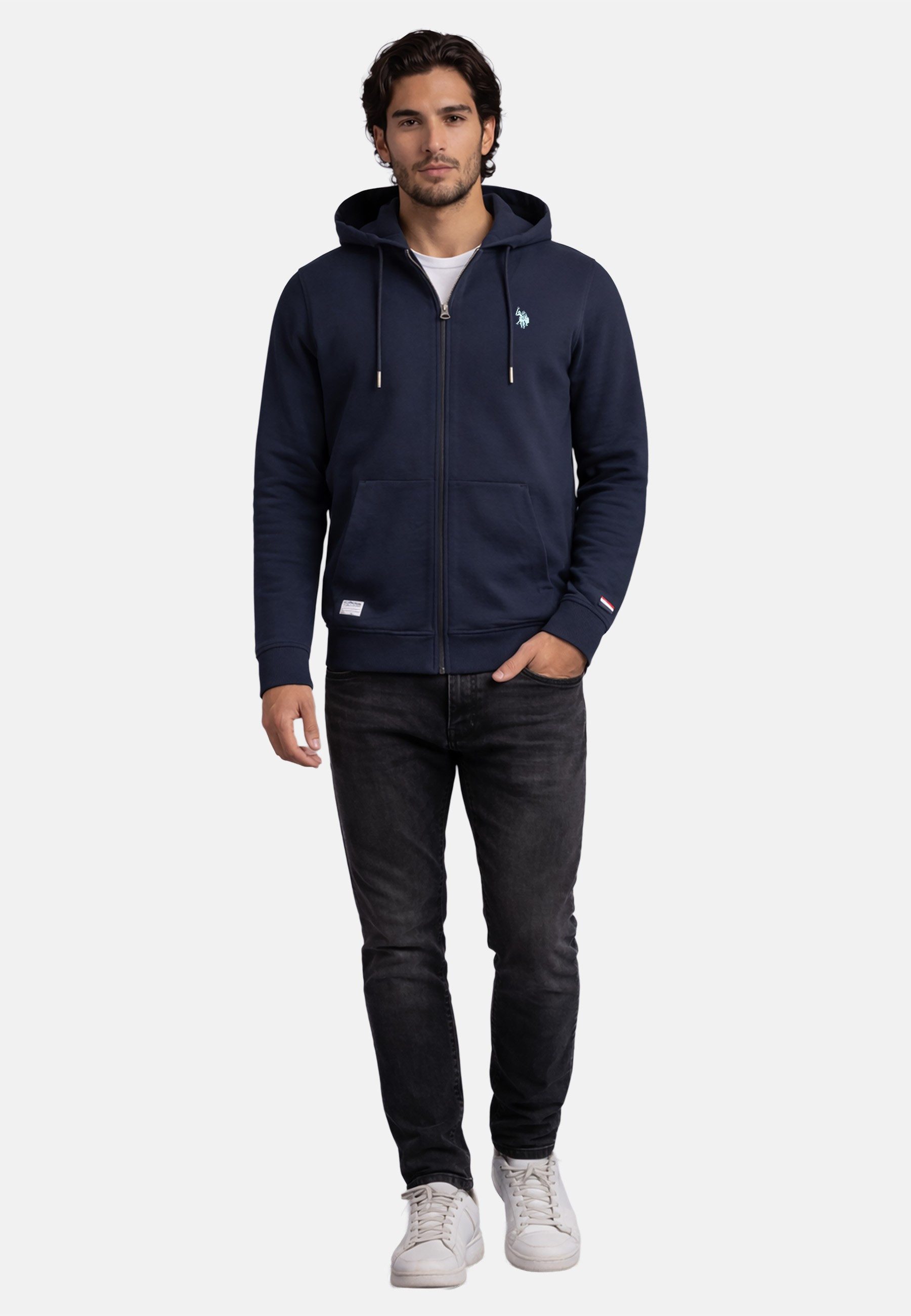 U.S. Polo Assn. Sweatjacke USAuustin – Herren Hoodie mit Reißverschluss Mit Kapuze, durchgehender Reißverschluss, seitliche Eingrifftaschen