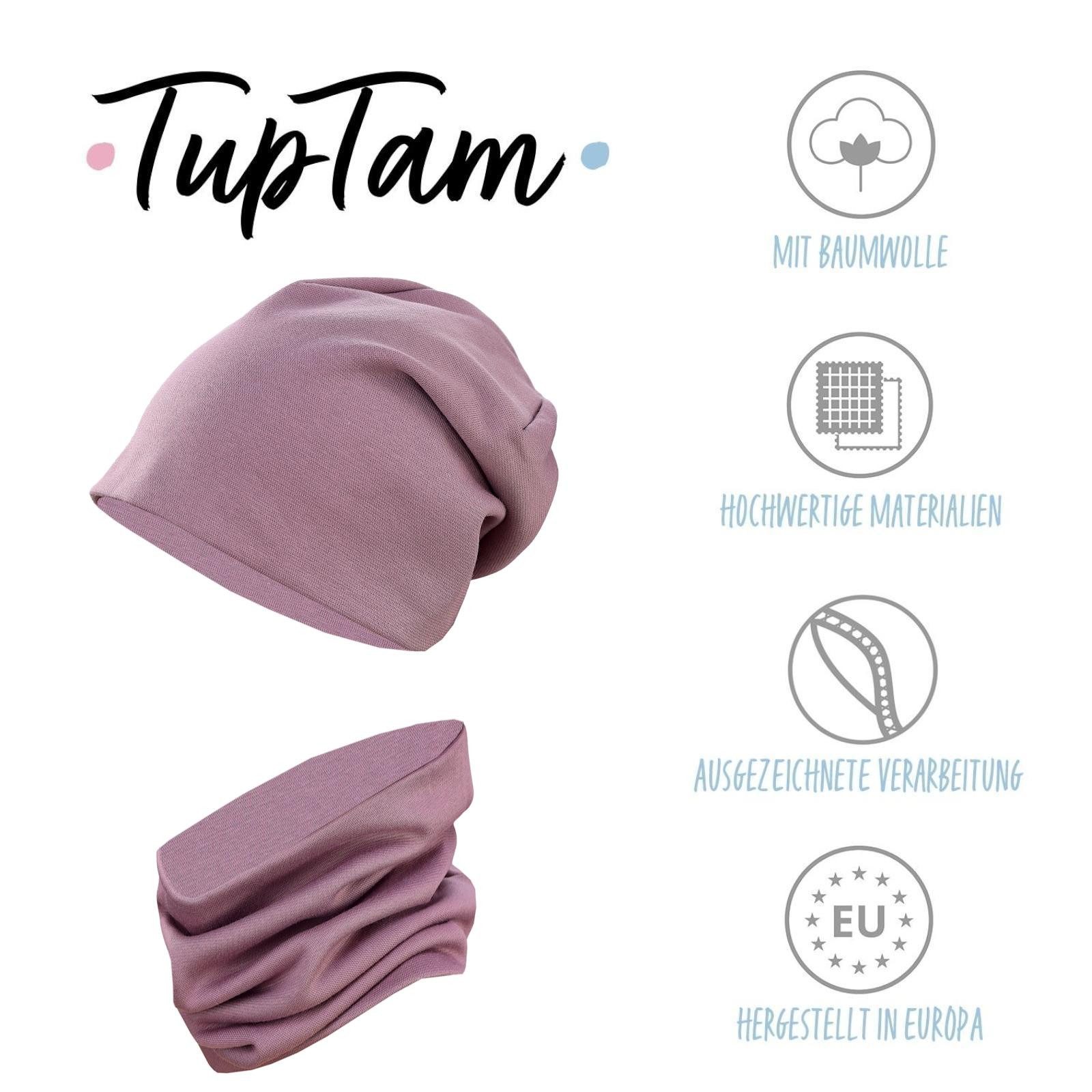 TupTam Beanie Kinder Beanie Mütze Schlauchschal Set aus Jersey und Rippstoff